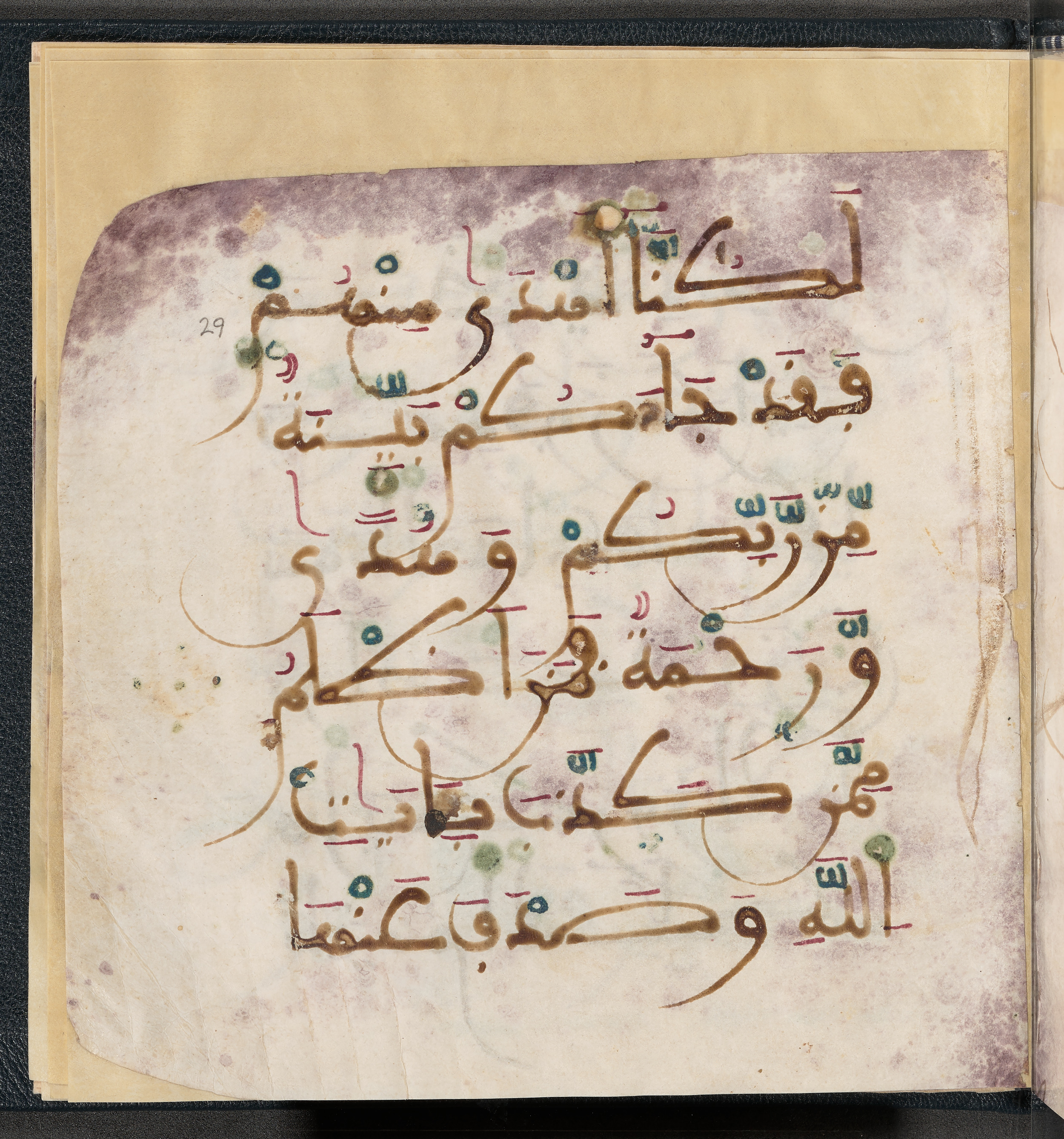 Qatar National Library HC.MS.03150 (Scan 2), in Large Maġribī mabsūṭ script, showing Surah 6:157 from First half of the 14th Century AD found in Northwest Africa (Maghreb) or al-Andalus, currently housed at Qatar National Library, Doha