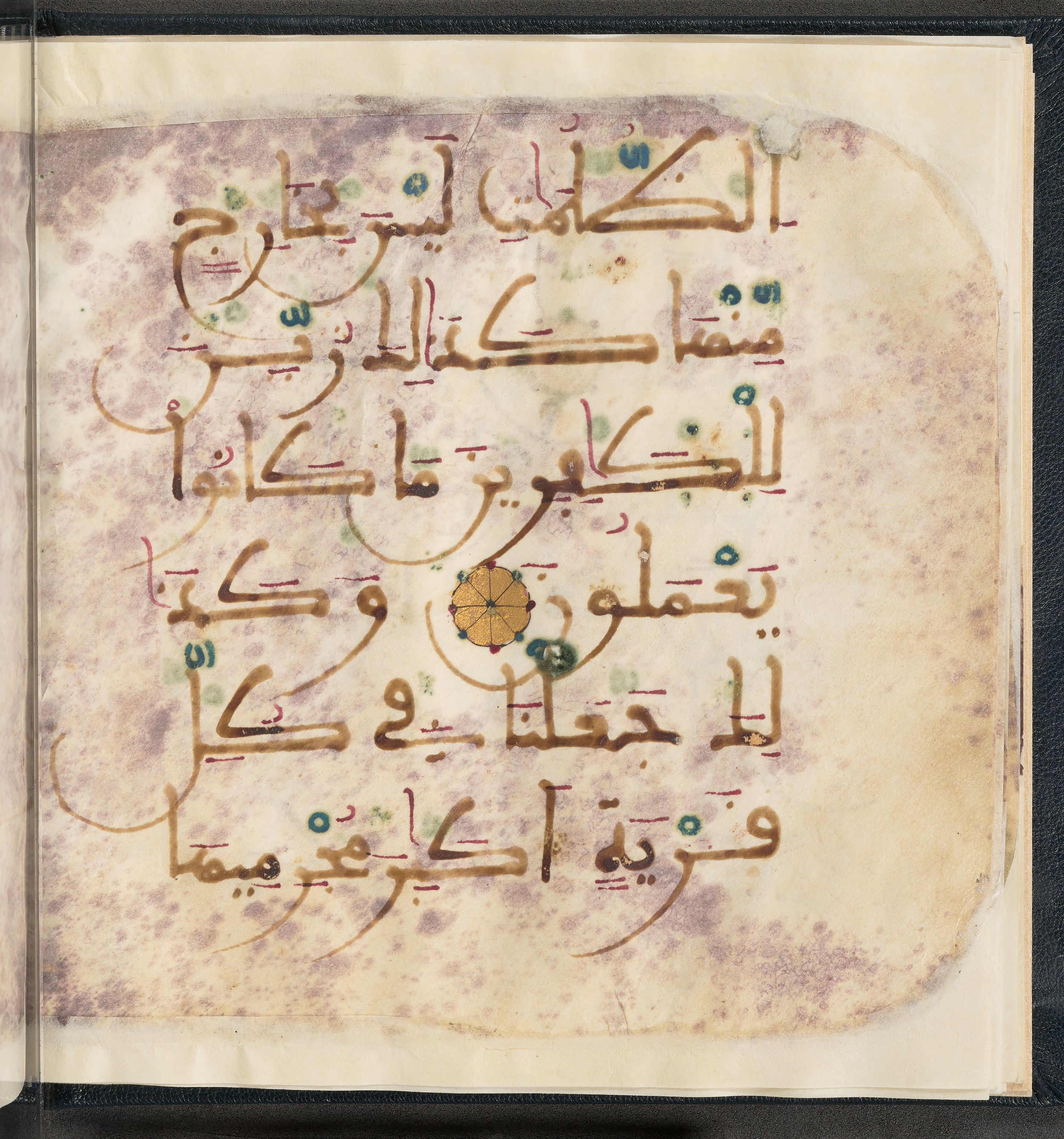 Qatar National Library HC.MS.03150 (Scan 2), in Large Maġribī mabsūṭ script, showing Surah 6:122 from First half of the 14th Century AD found in Northwest Africa (Maghreb) or al-Andalus, currently housed at Qatar National Library, Doha