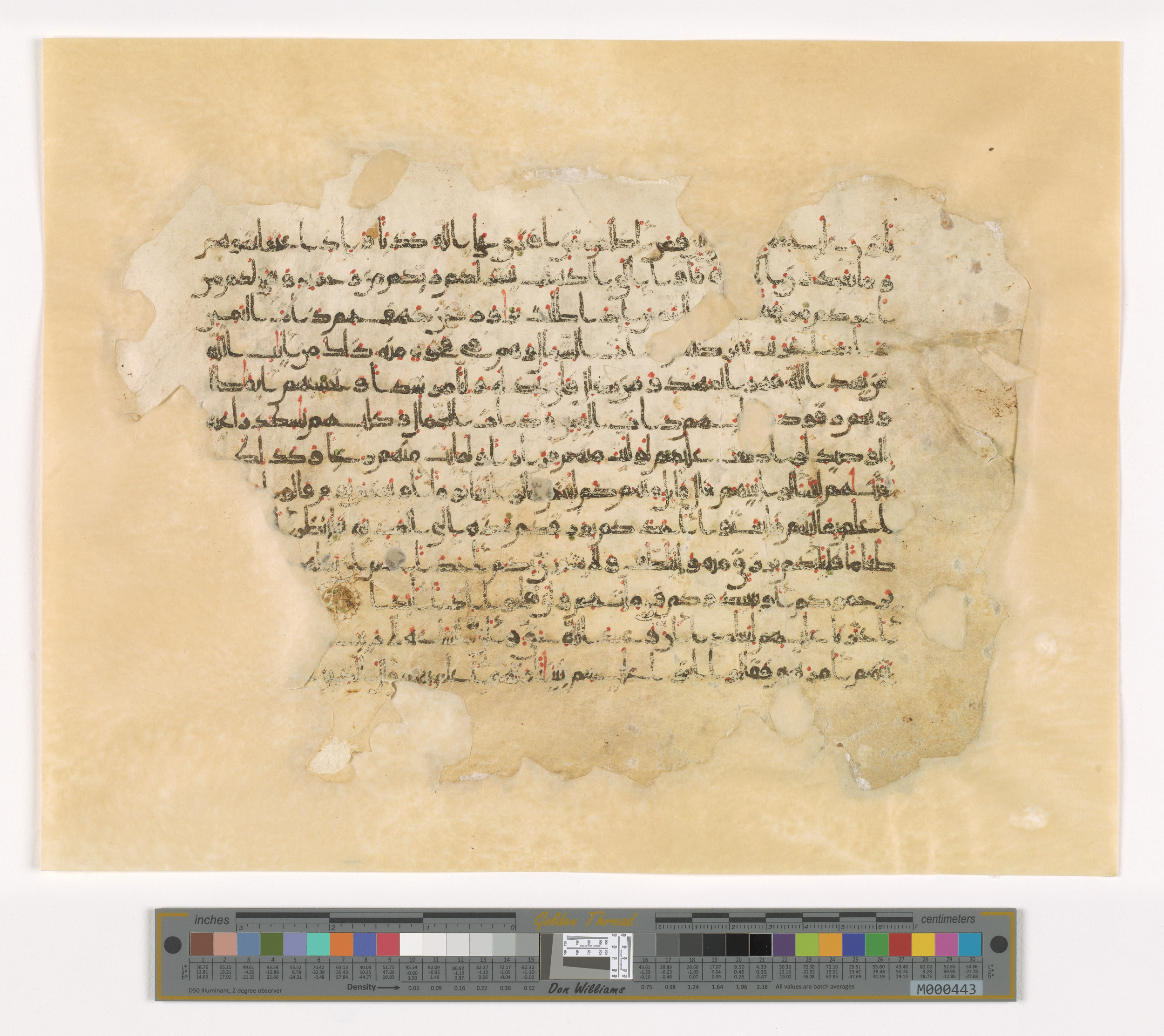 Doha, Qatar National Library, HC.MS.03101, in kūfī D.Vc script, showing Surah 18:21 from 10th Century AD found in Unknown, currently housed at Qatar National Library, Doha