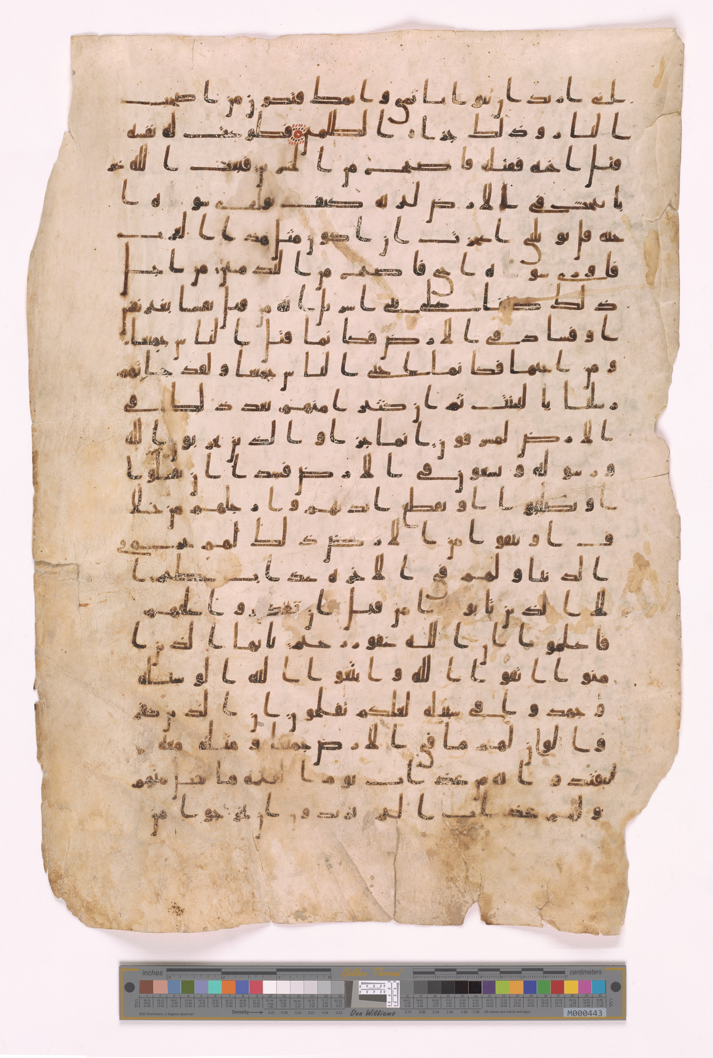 Doha, Qatar National Library, HC.MS.03222, in Late Ḥiǧāzī / Kūfī B.Ia script, showing Surah 5:32 from Late 7th to Mid 8th Century AD found in Unknown, currently housed at Qatar National Library, Doha