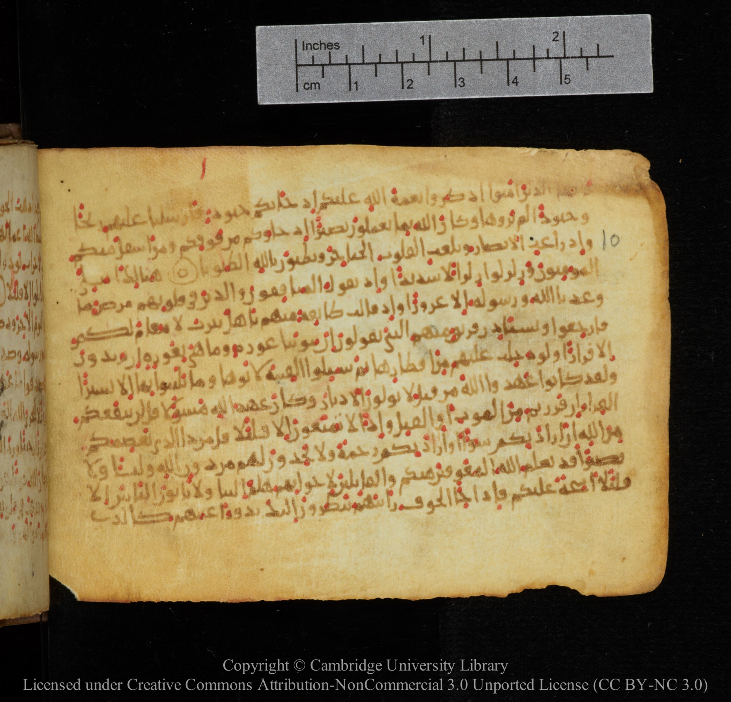 Cambridge, Cambridge University Library, MS Add.1141, in kūfī script, showing Surah 33:13 from 10th to 12th Century AD found in Sinai Peninsula, currently housed at Cambridge University Library, Cambridge