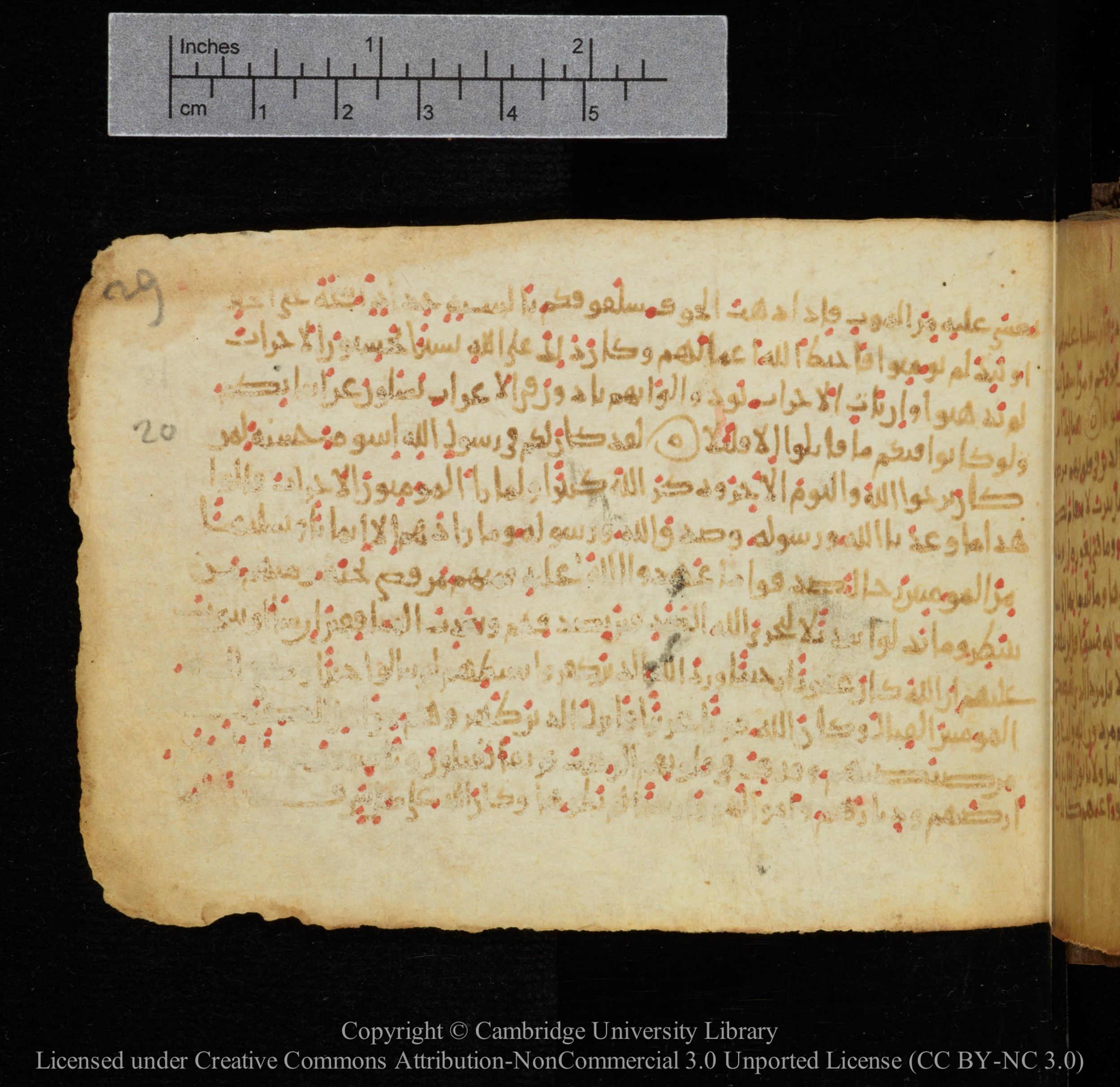 Cambridge, Cambridge University Library, MS Add.1141, in kūfī script, showing Surah 33:22 from 10th to 12th Century AD found in Sinai Peninsula, currently housed at Cambridge University Library, Cambridge