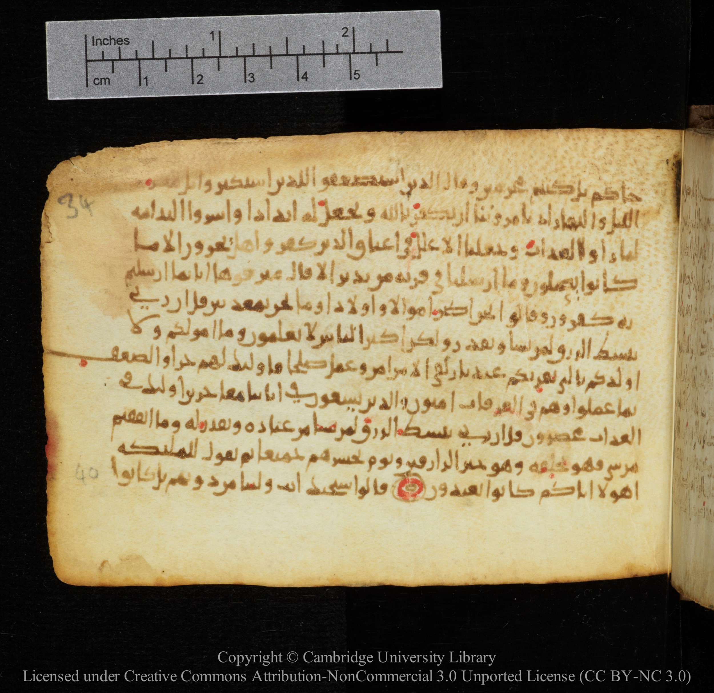 Cambridge, Cambridge University Library, MS Add.1141, in kūfī script, showing Surah 34:33 from 10th to 12th Century AD found in Sinai Peninsula, currently housed at Cambridge University Library, Cambridge