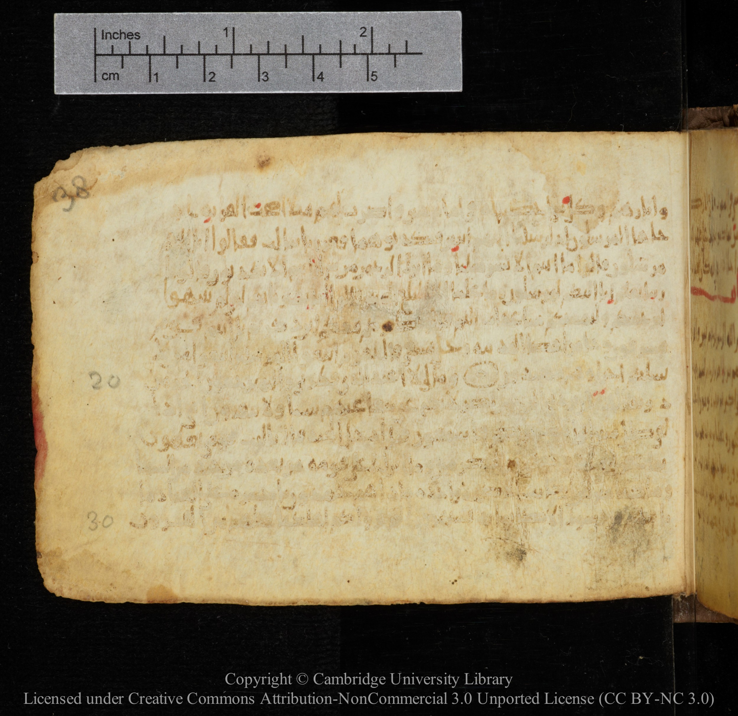 Cambridge, Cambridge University Library, MS Add.1141, in kūfī script, showing Surah 36:13 from 10th to 12th Century AD found in Sinai Peninsula, currently housed at Cambridge University Library, Cambridge