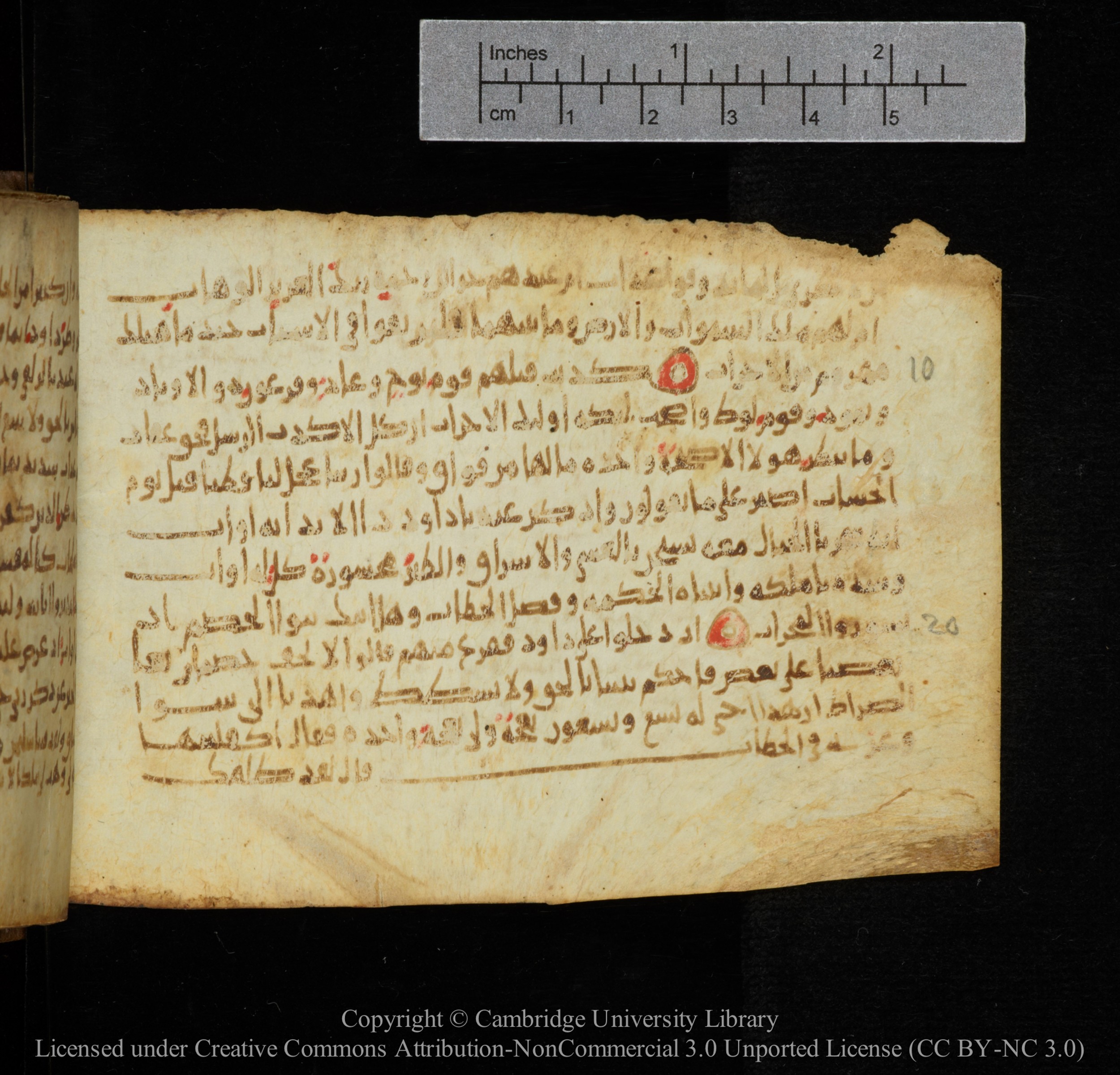 Cambridge, Cambridge University Library, MS Add.1141, in kūfī script, showing Surah 38:21 from 10th to 12th Century AD found in Sinai Peninsula, currently housed at Cambridge University Library, Cambridge