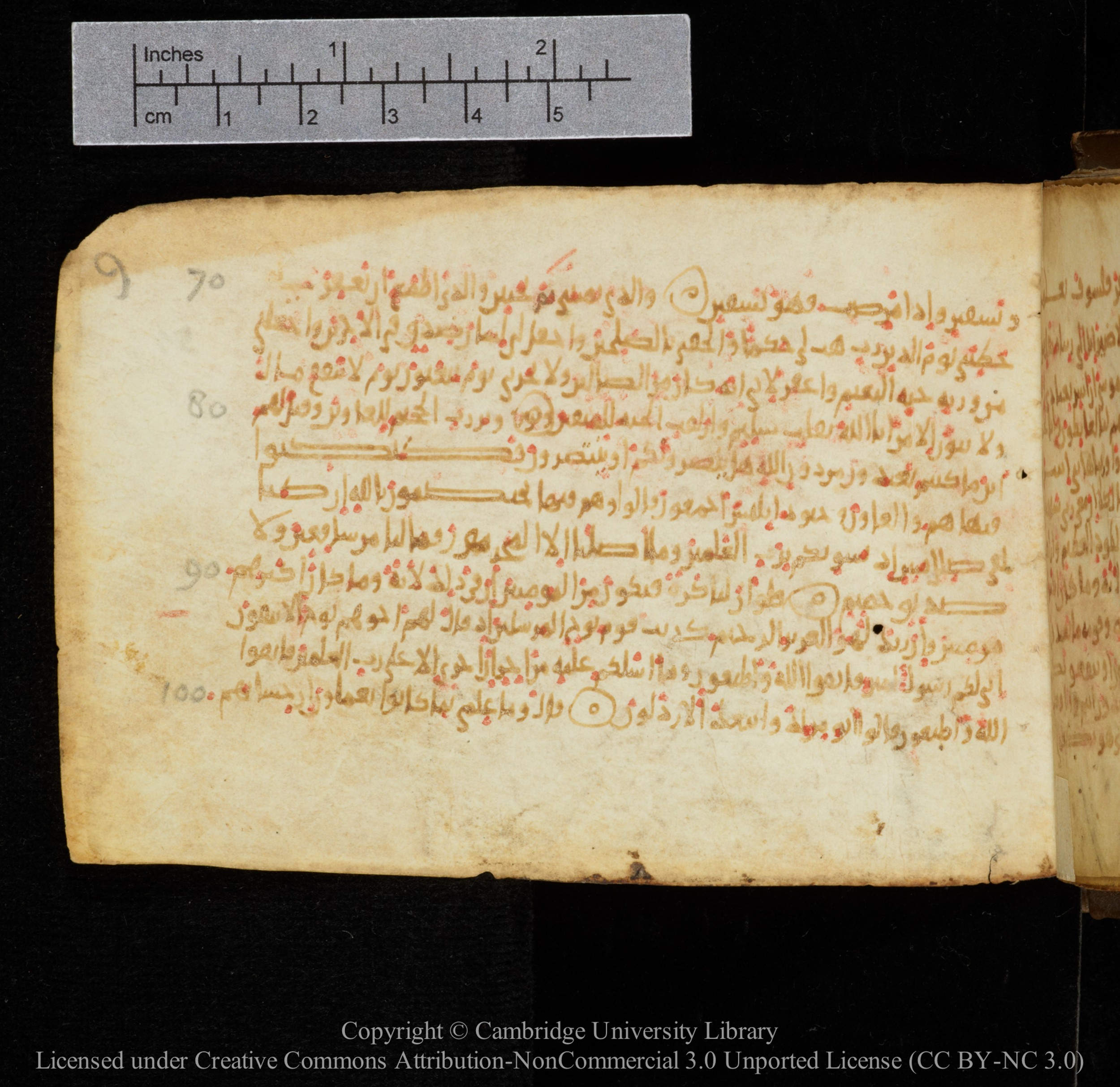 Cambridge, Cambridge University Library, MS Add.1141 (Scan 1), in kūfī script, showing Surah 26:113 from 10th to 12th Century AD found in Sinai Peninsula, currently housed at Cambridge University Library, Cambridge
