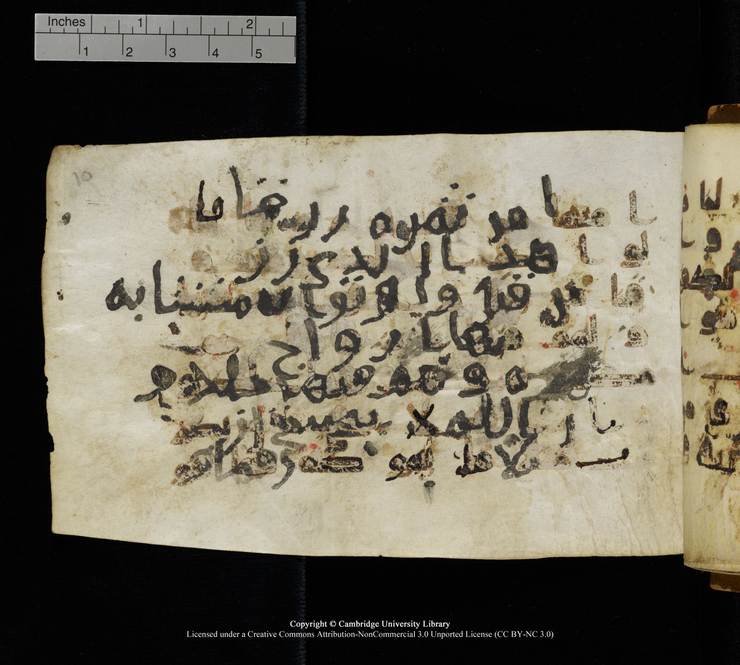Cambridge, Cambridge University Library, MS Add.1111 (Scan 1), in kūfī D.I / D.IV script, showing Surah 2:26 from 9th or 10th Century AD found in Sinai Peninsula, currently housed at Cambridge University Library, Cambridge