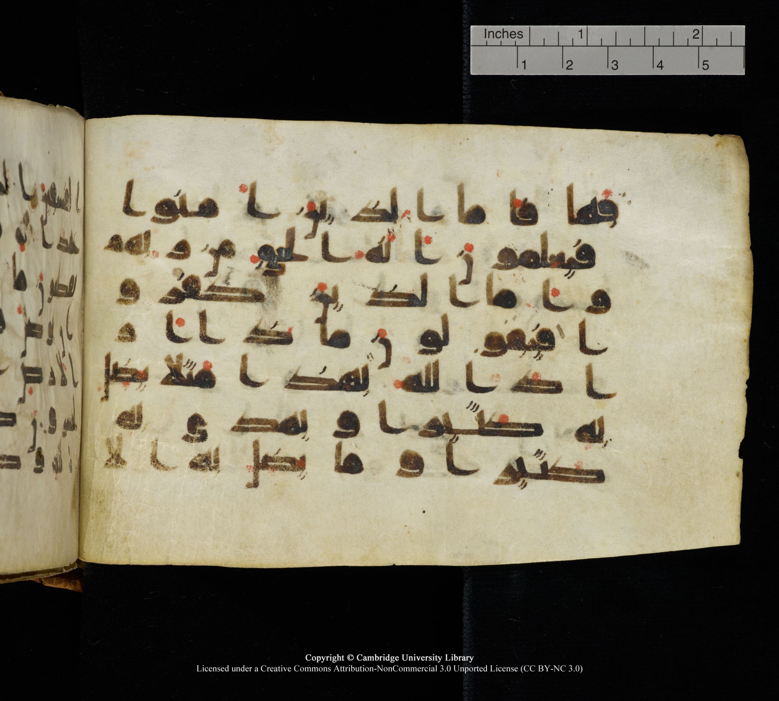 Cambridge, Cambridge University Library, MS Add.1111 (Scan 2), in kūfī D.I / D.IV script, showing Surah 2:26 from 9th or 10th Century AD found in Sinai Peninsula, currently housed at Cambridge University Library, Cambridge