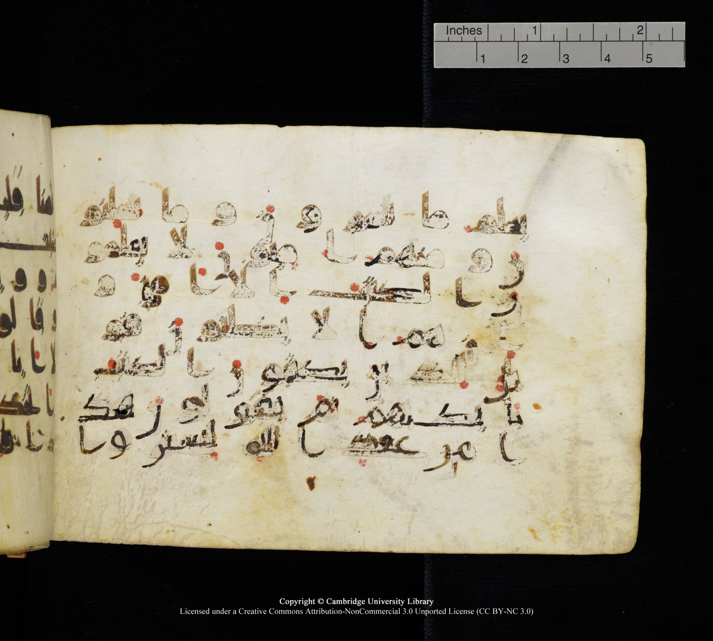Cambridge, Cambridge University Library, MS Add.1111 (Scan 1), in kūfī D.I / D.IV script, showing Surah 2:79 from 9th or 10th Century AD found in Sinai Peninsula, currently housed at Cambridge University Library, Cambridge