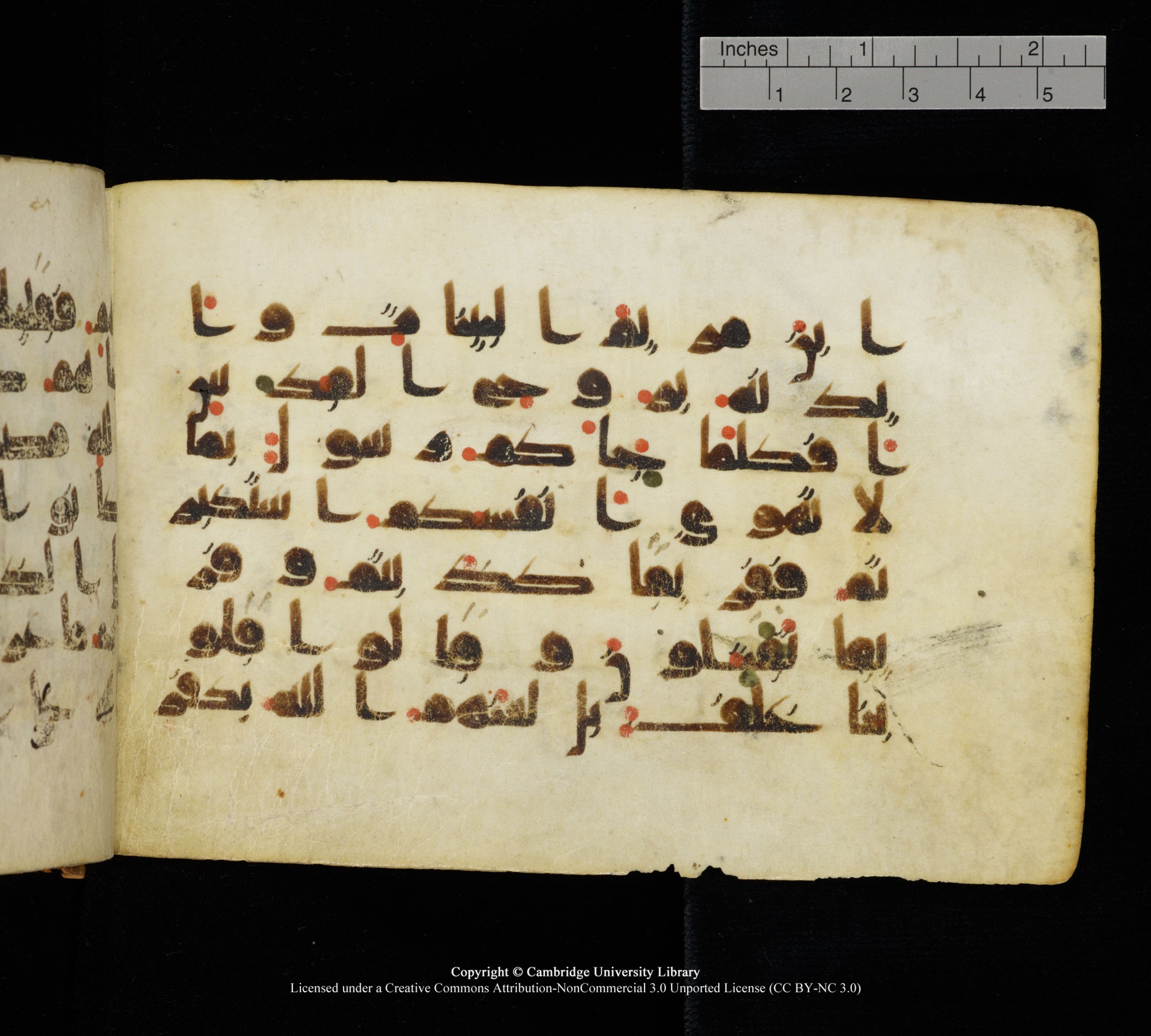 Cambridge, Cambridge University Library, MS Add.1111 (Scan 2), in kūfī D.I / D.IV script, showing Surah 2:87 from 9th or 10th Century AD found in Sinai Peninsula, currently housed at Cambridge University Library, Cambridge