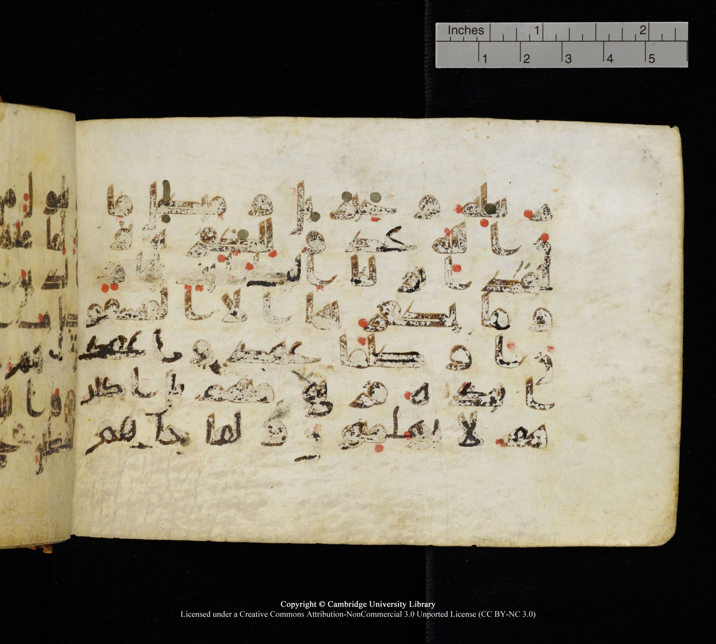 Cambridge, Cambridge University Library, MS Add.1111 (Scan 1), in kūfī D.I / D.IV script, showing Surah 2:101 from 9th or 10th Century AD found in Sinai Peninsula, currently housed at Cambridge University Library, Cambridge
