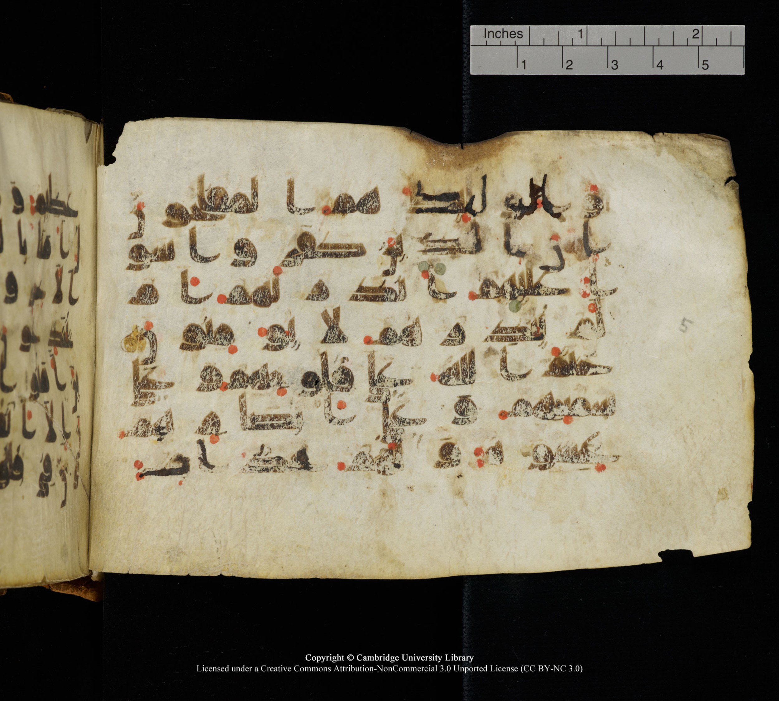 Cambridge, Cambridge University Library, MS Add.1111 (Scan 1), in kūfī D.I / D.IV script, showing Surah 2:7 from 9th or 10th Century AD found in Sinai Peninsula, currently housed at Cambridge University Library, Cambridge
