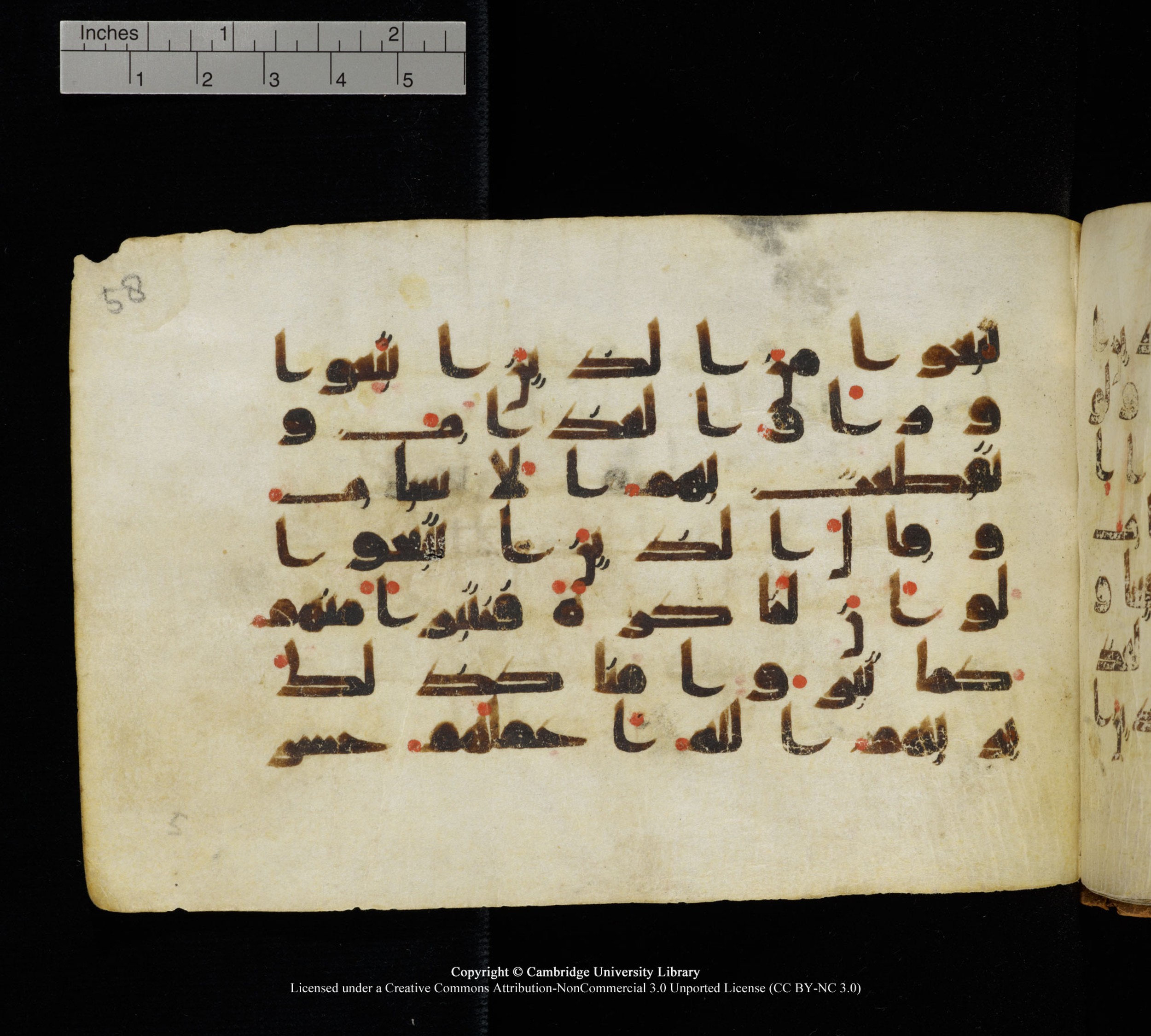 Cambridge, Cambridge University Library, MS Add.1111 (Scan 2), in kūfī D.I / D.IV script, showing Surah 2:166 from 9th or 10th Century AD found in Sinai Peninsula, currently housed at Cambridge University Library, Cambridge