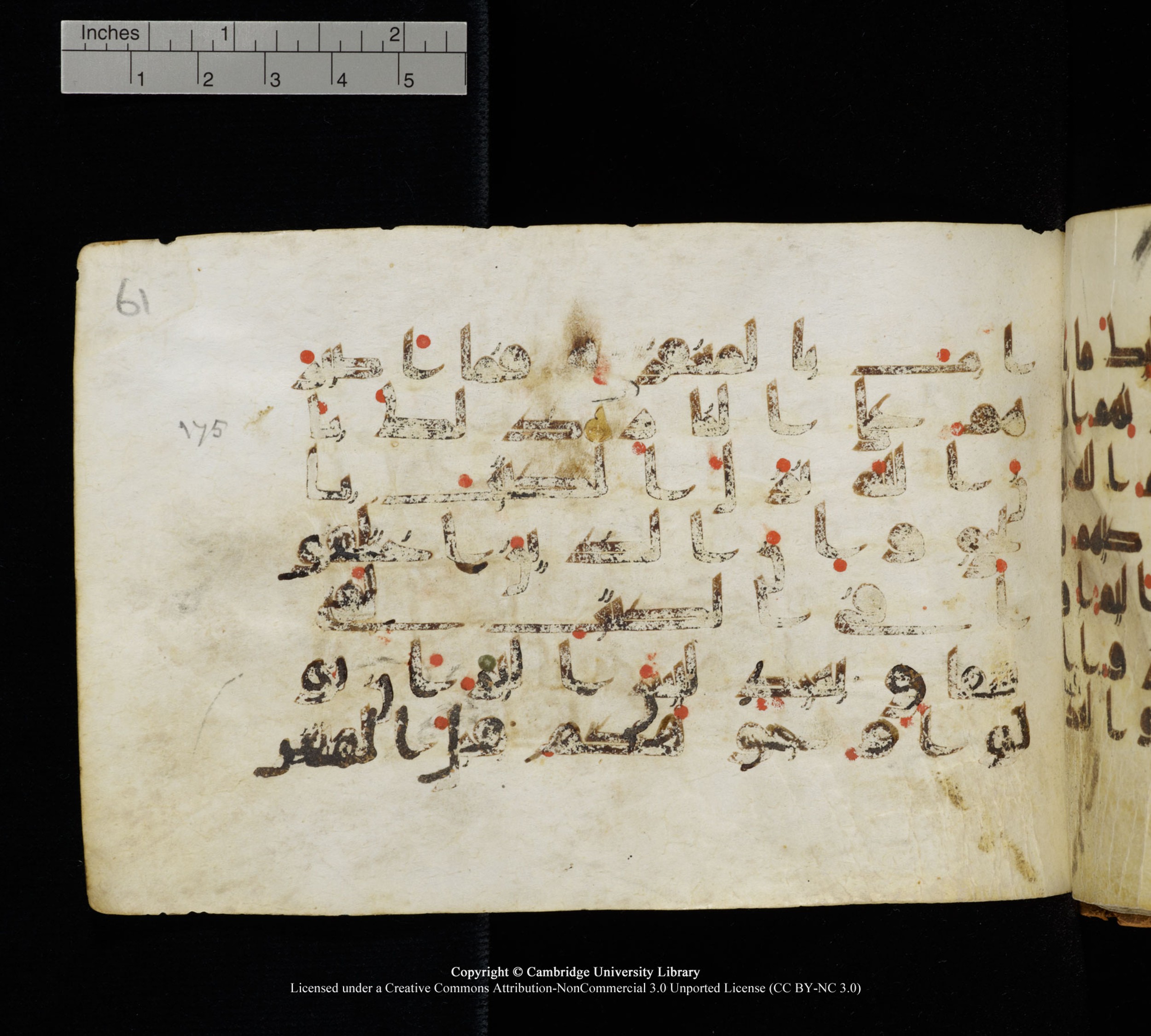 Cambridge, Cambridge University Library, MS Add.1111 (Scan 2), in kūfī D.I / D.IV script, showing Surah 2:175 from 9th or 10th Century AD found in Sinai Peninsula, currently housed at Cambridge University Library, Cambridge