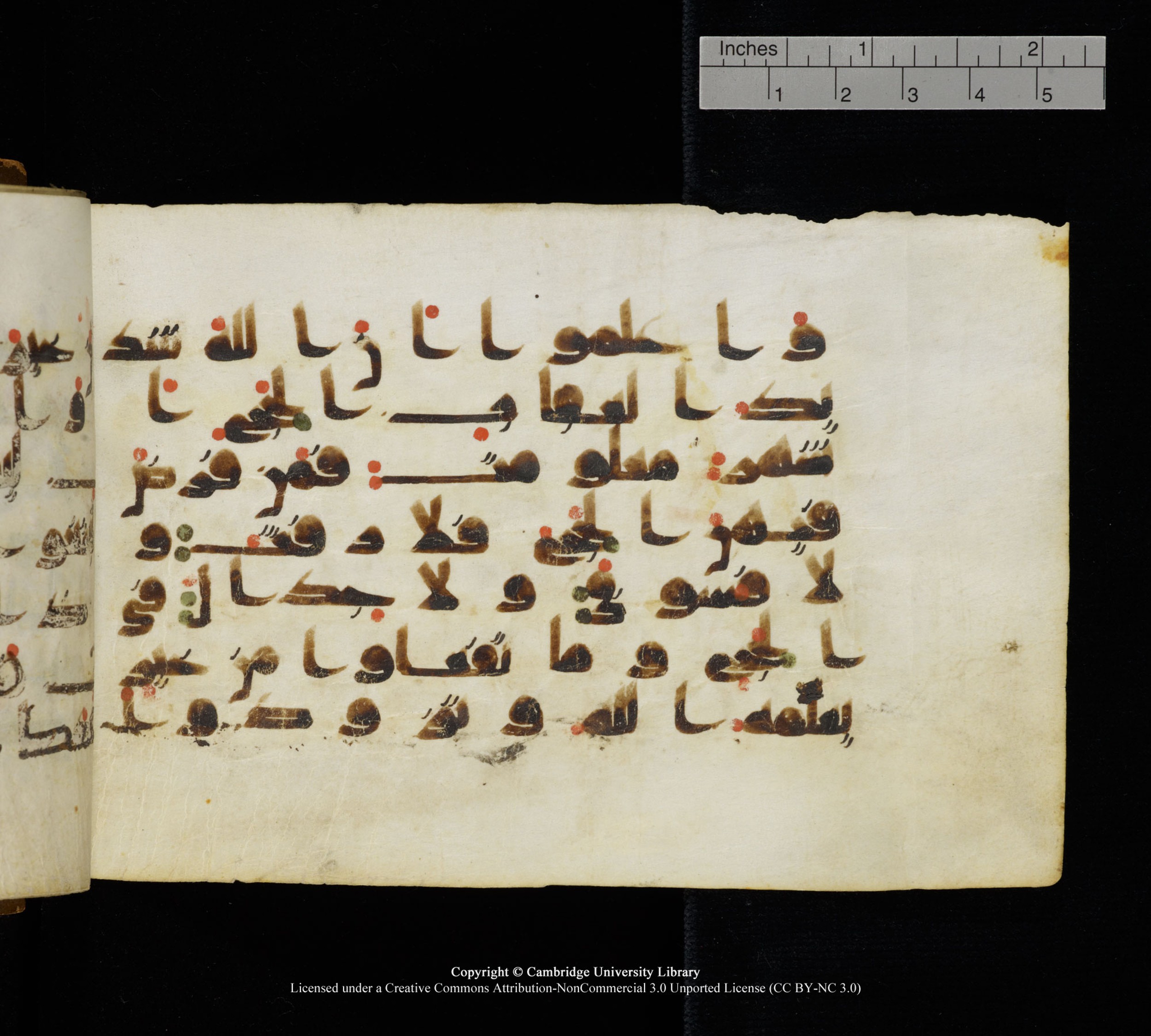 Cambridge, Cambridge University Library, MS Add.1111 (Scan 4), in kūfī D.I / D.IV script, showing Surah 2:196 from 9th or 10th Century AD found in Sinai Peninsula, currently housed at Cambridge University Library, Cambridge