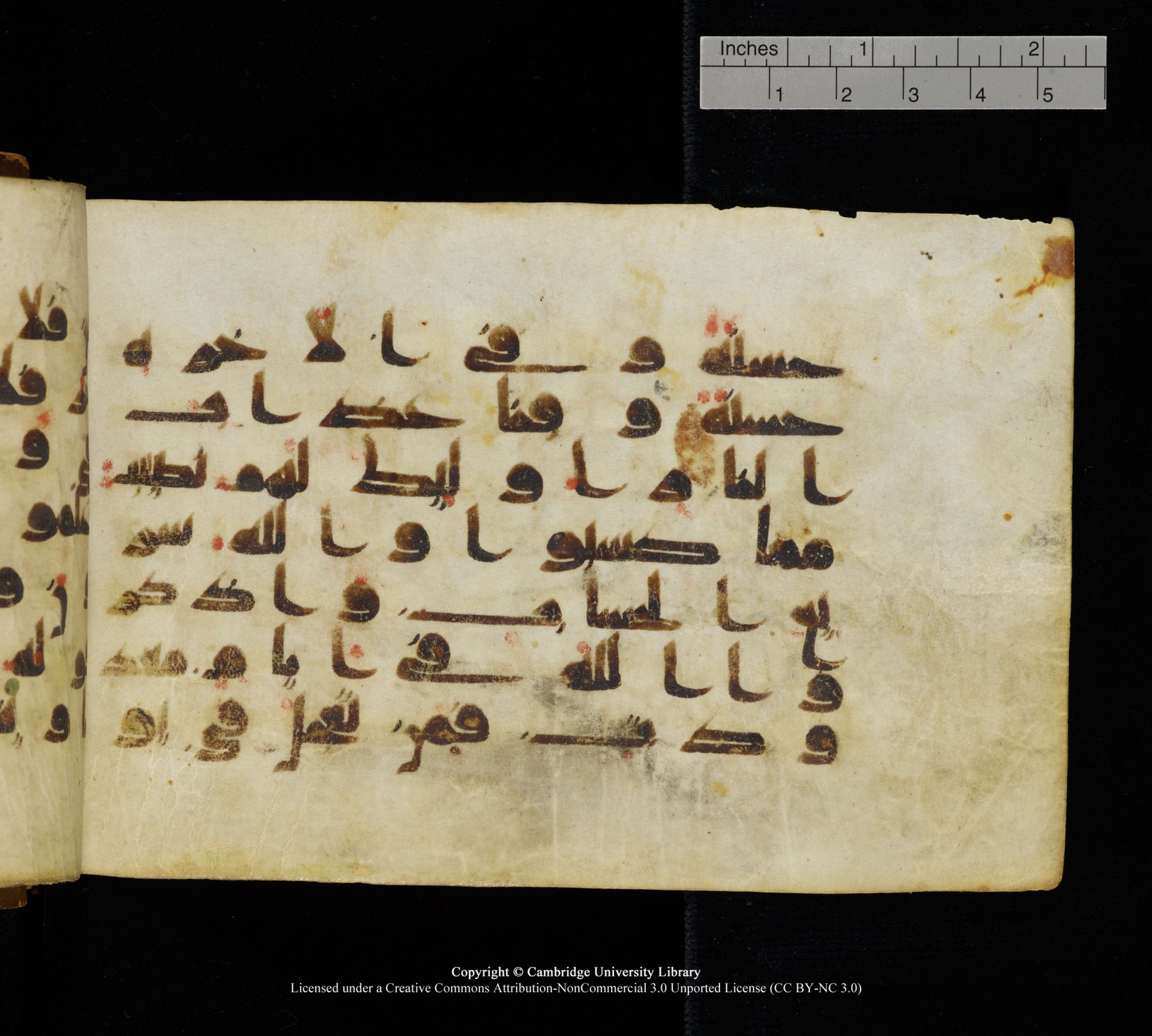 Cambridge, Cambridge University Library, MS Add.1111 (Scan 2), in kūfī D.I / D.IV script, showing Surah 2:201 from 9th or 10th Century AD found in Sinai Peninsula, currently housed at Cambridge University Library, Cambridge