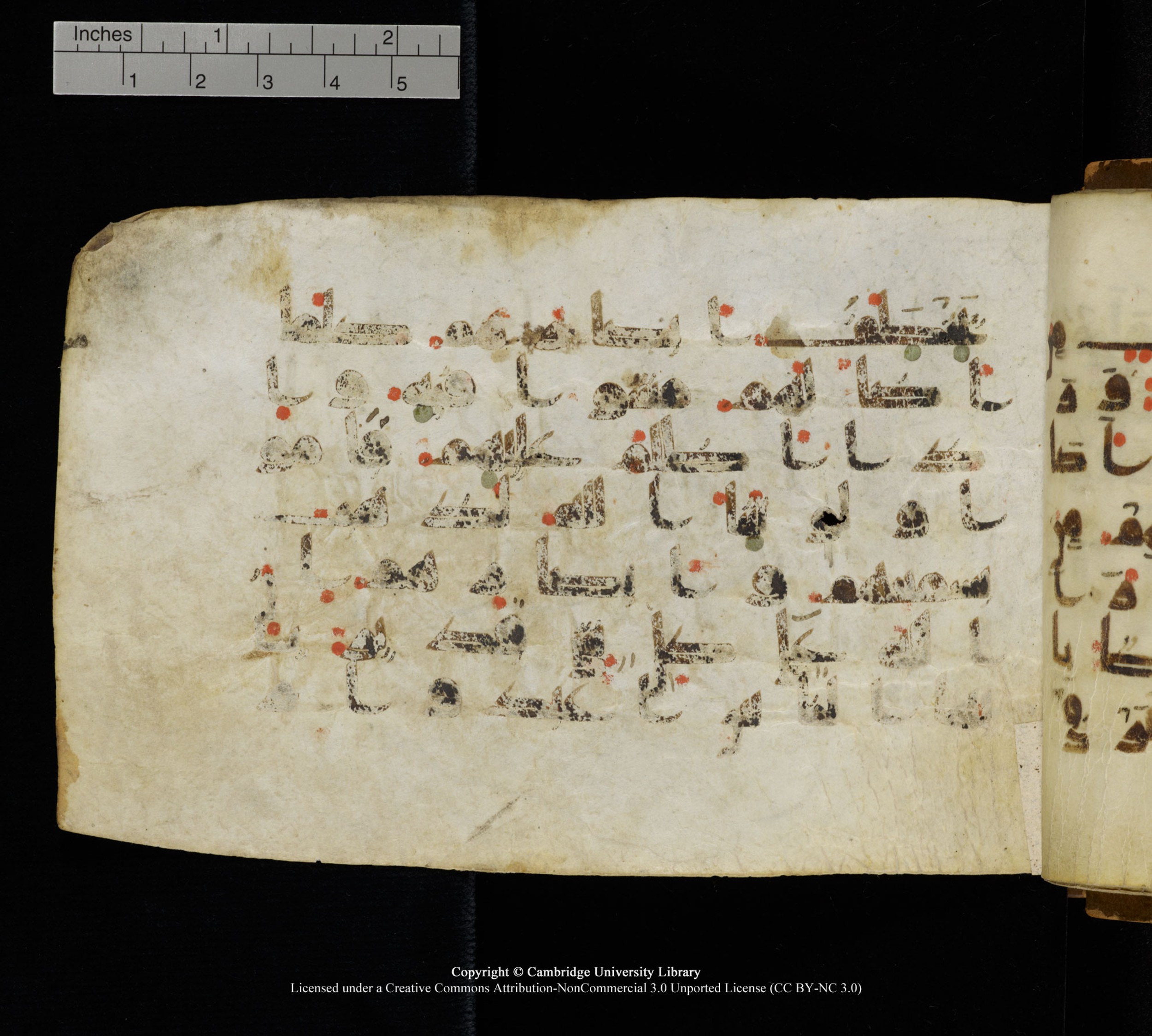 Cambridge, Cambridge University Library, MS Add.1111 (Scan 2), in kūfī D.I / D.IV script, showing Surah 2:20 from 9th or 10th Century AD found in Sinai Peninsula, currently housed at Cambridge University Library, Cambridge