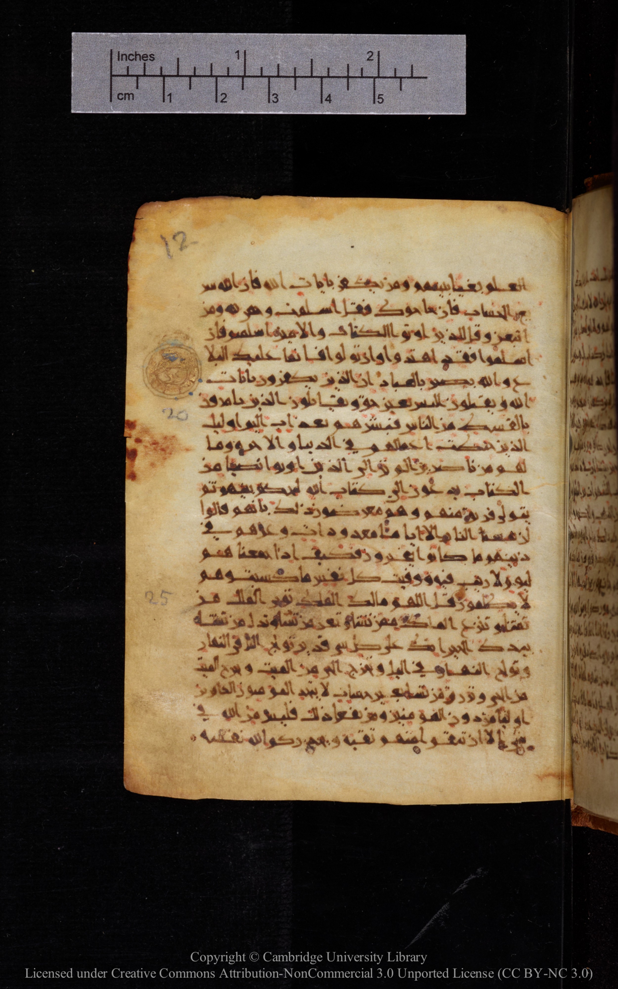 Cambridge University Library MS Add.1113, in new style I script, showing Surah 3:21 from 10th or 11th Century AD found in Sinai Peninsula, currently housed at Cambridge University Library, Cambridge, UK