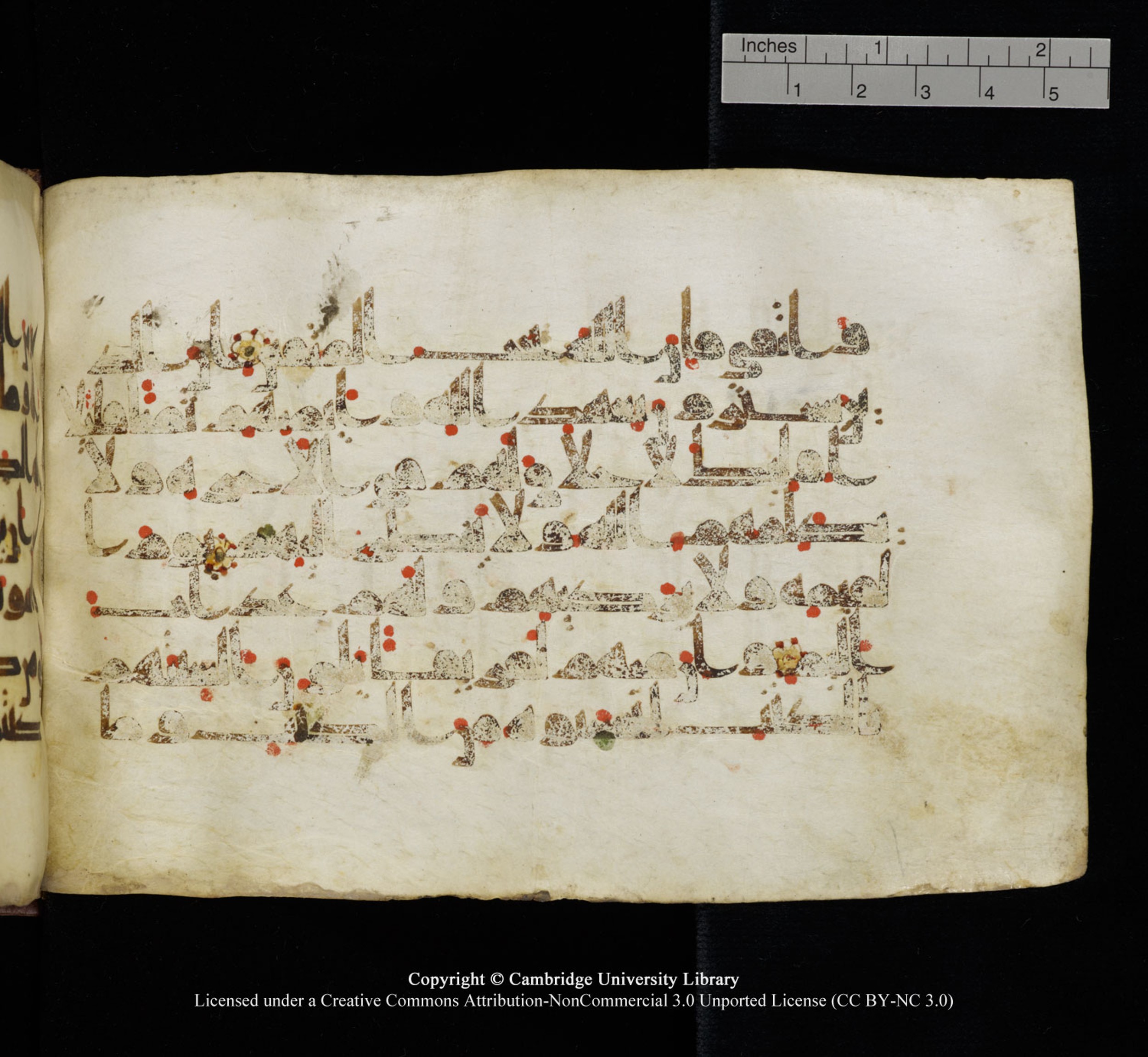 Cambridge University Library, MS Add.1115, in kūfī D Va script, showing Surah 3:77 from 9th or 10th Century AD found in Sinai Peninsula, currently housed at Cambridge University Library, Cambridge