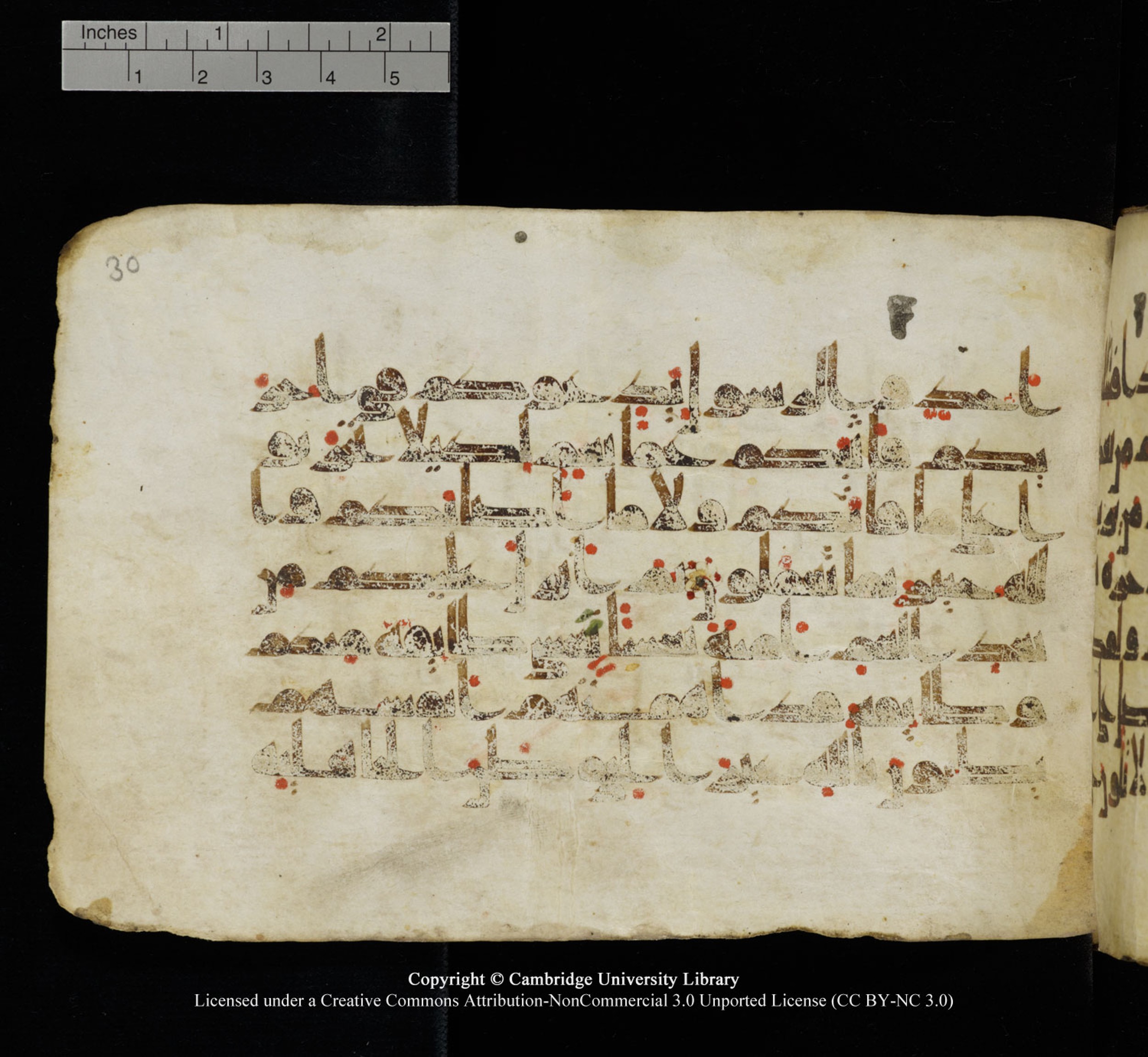 Cambridge University Library, MS Add.1115 (Scan 1), in kūfī D Va script, showing Surah 3:154 from 9th or 10th Century AD found in Sinai Peninsula, currently housed at Cambridge University Library, Cambridge