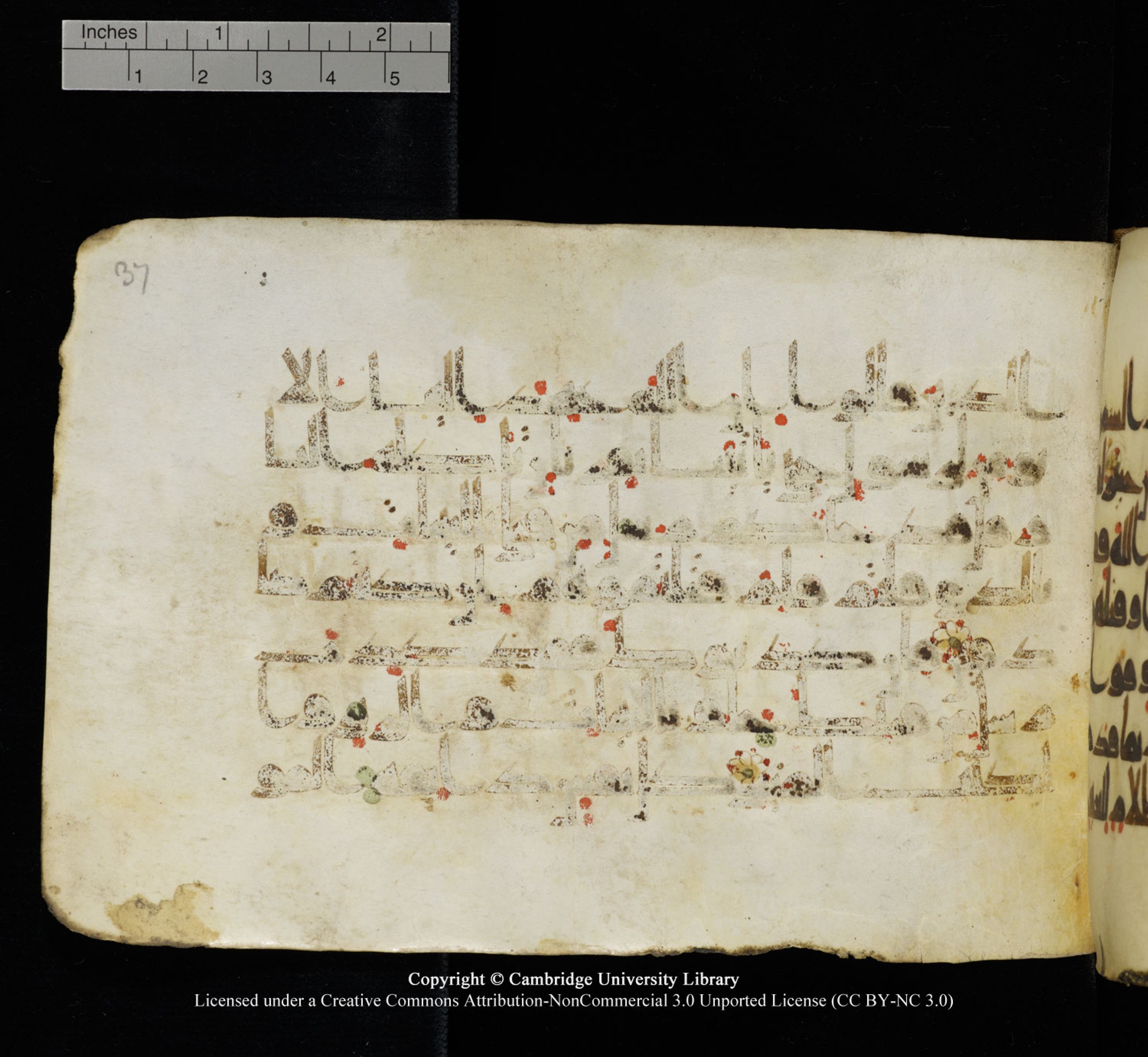 Cambridge University Library, MS Add.1115, in kūfī D Va script, showing Surah 3:183 from 9th or 10th Century AD found in Sinai Peninsula, currently housed at Cambridge University Library, Cambridge
