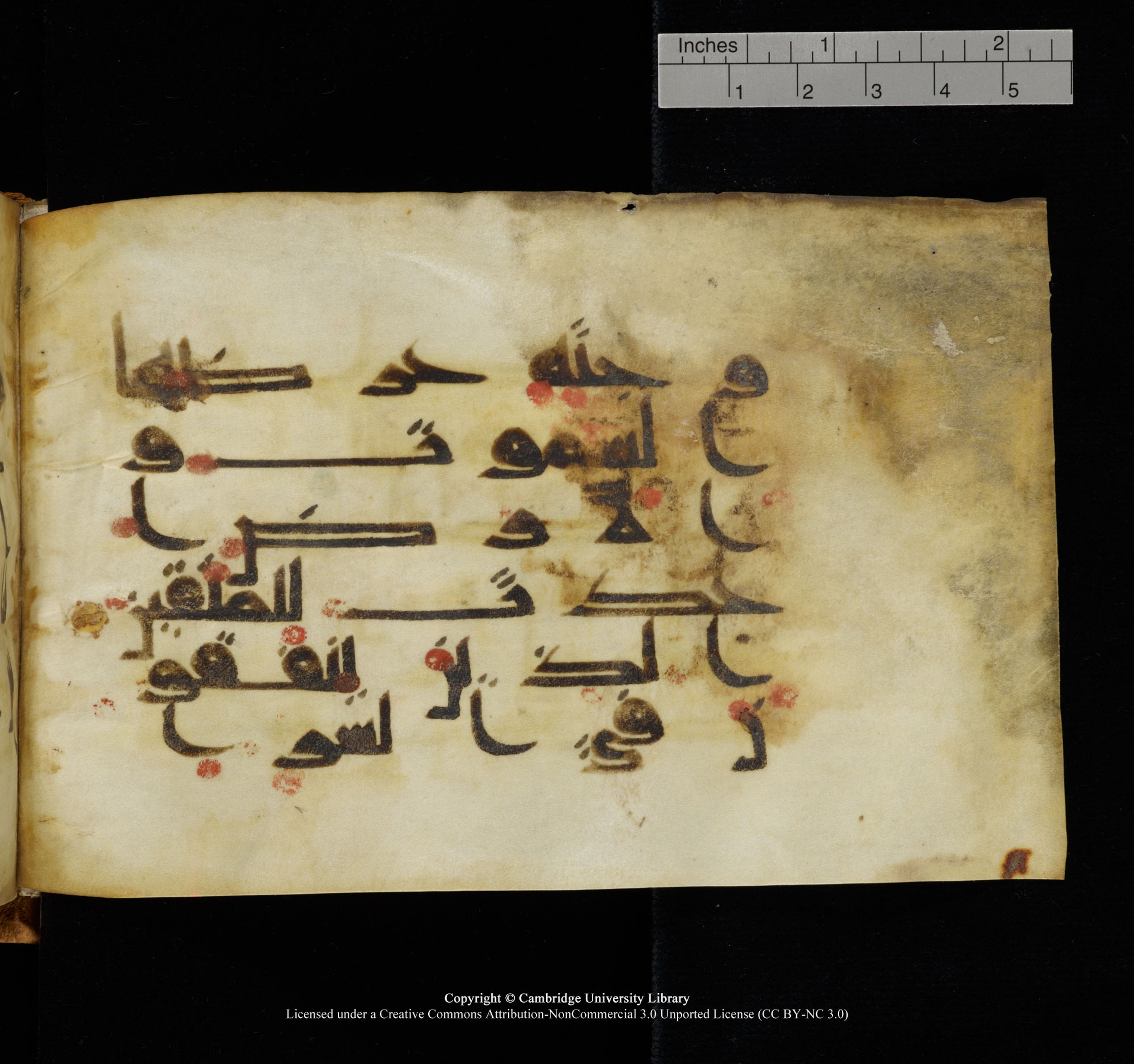 Cambridge, Cambridge University Library, MS Add.1117 (Scan 2), in kūfī D II script, showing Surah 3:133 from 9th or 10th Century AD found in Sinai Peninsula, currently housed at Cambridge University Library, Cambridge