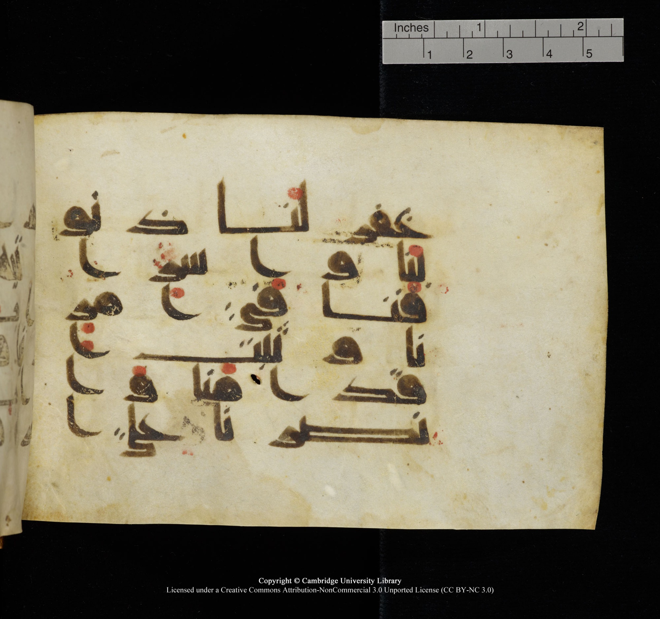 Cambridge, Cambridge University Library, MS Add.1117 (Scan 2), in kūfī D II script, showing Surah 3:147 from 9th or 10th Century AD found in Sinai Peninsula, currently housed at Cambridge University Library, Cambridge