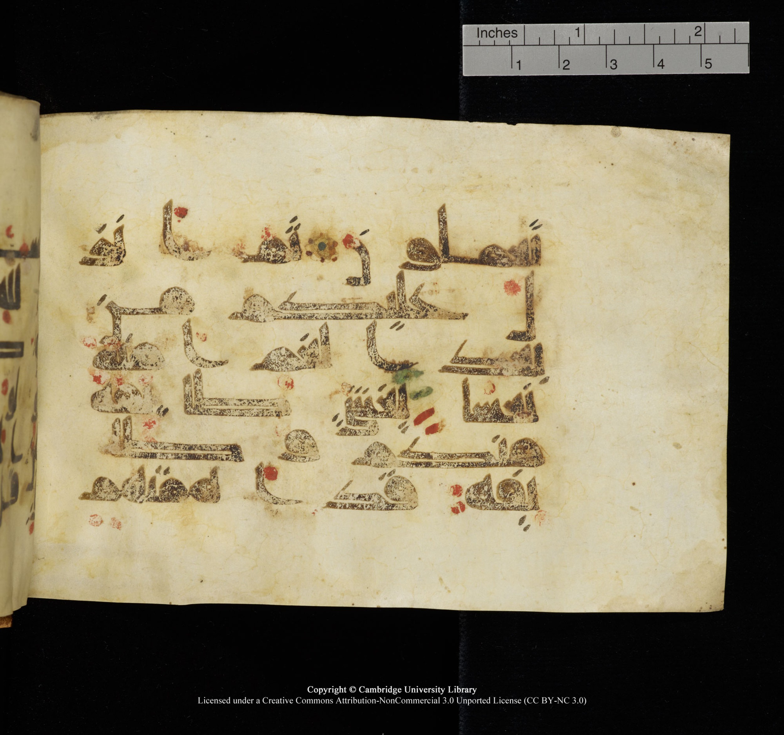 Cambridge, Cambridge University Library, MS Add.1117 (Scan 1), in kūfī D II script, showing Surah 3:154 from 9th or 10th Century AD found in Sinai Peninsula, currently housed at Cambridge University Library, Cambridge