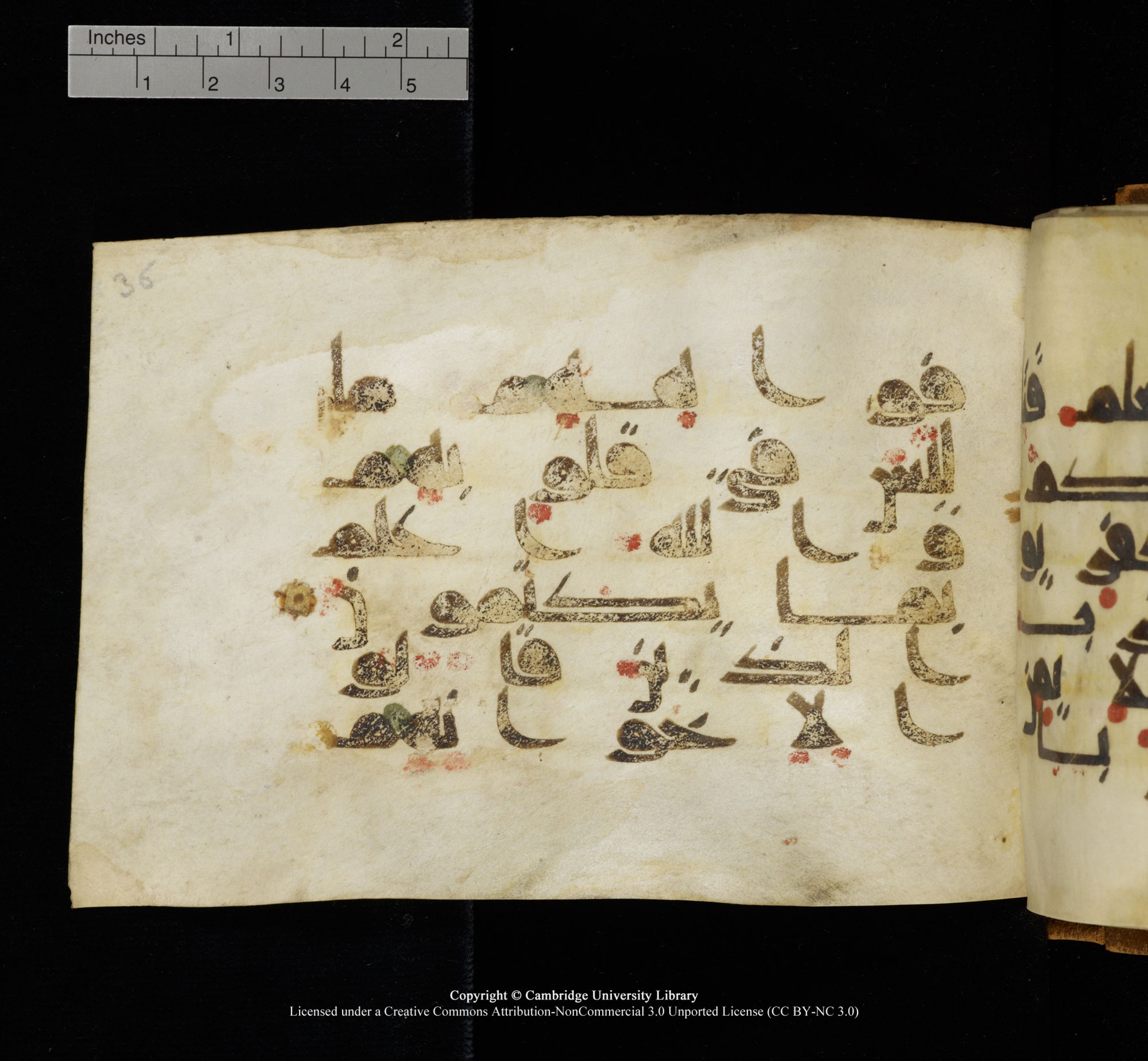 Cambridge, Cambridge University Library, MS Add.1117 (Scan 4), in kūfī D II script, showing Surah 3:167 from 9th or 10th Century AD found in Sinai Peninsula, currently housed at Cambridge University Library, Cambridge