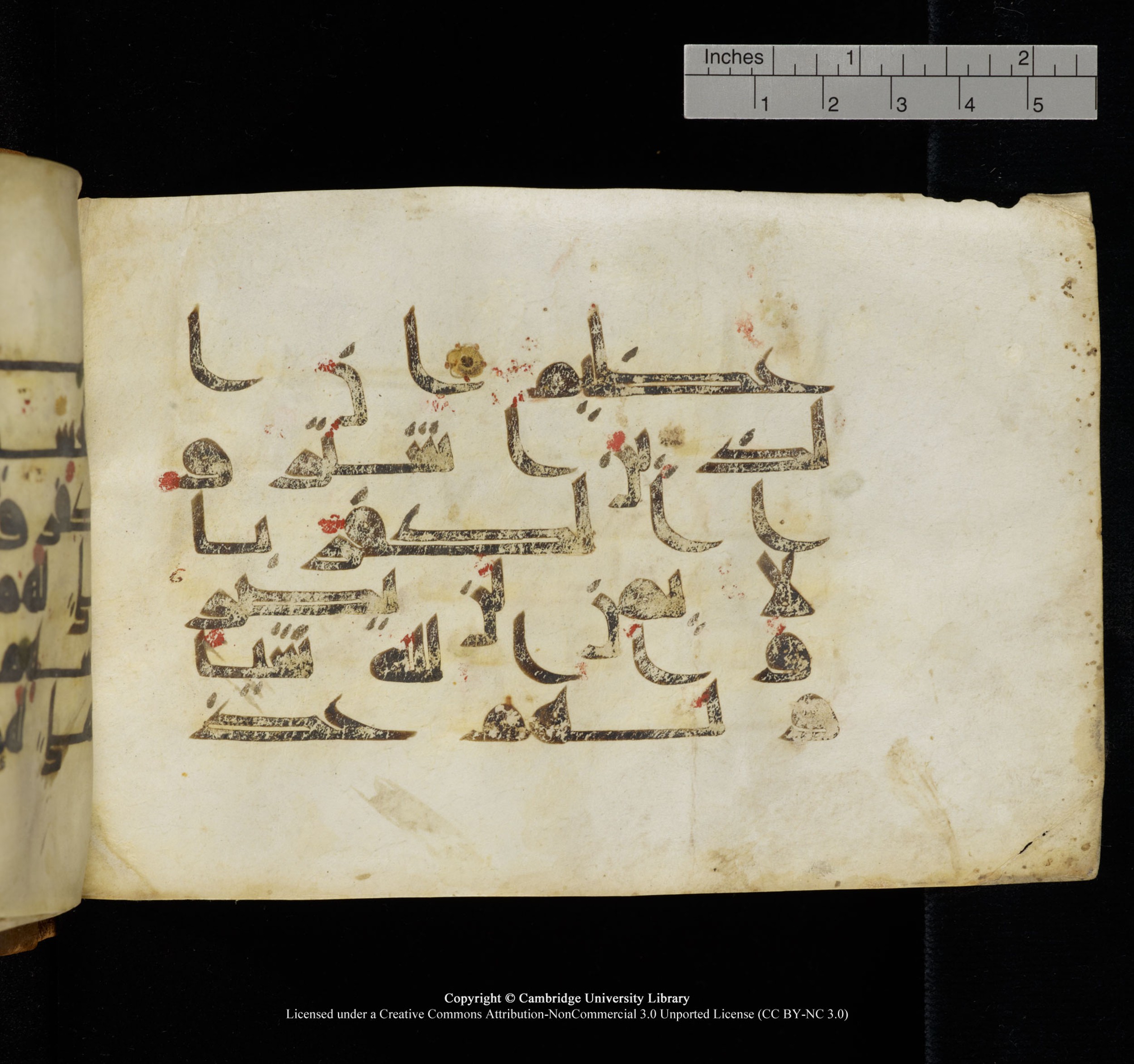 Cambridge, Cambridge University Library, MS Add.1117 (Scan 3), in kūfī D II script, showing Surah 3:176 from 9th or 10th Century AD found in Sinai Peninsula, currently housed at Cambridge University Library, Cambridge