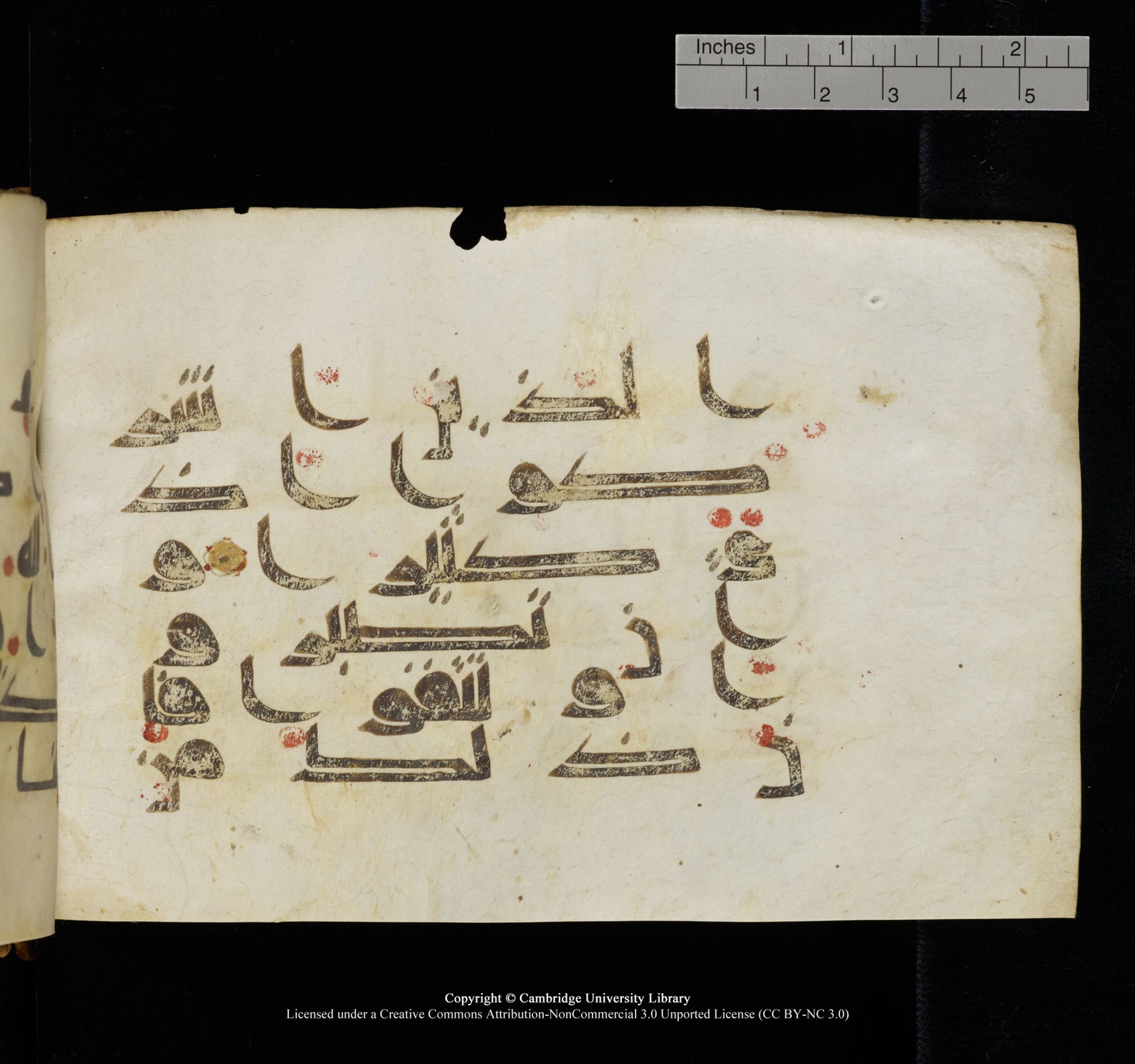 Cambridge, Cambridge University Library, MS Add.1117 (Scan 3), in kūfī D II script, showing Surah 3:186 from 9th or 10th Century AD found in Sinai Peninsula, currently housed at Cambridge University Library, Cambridge