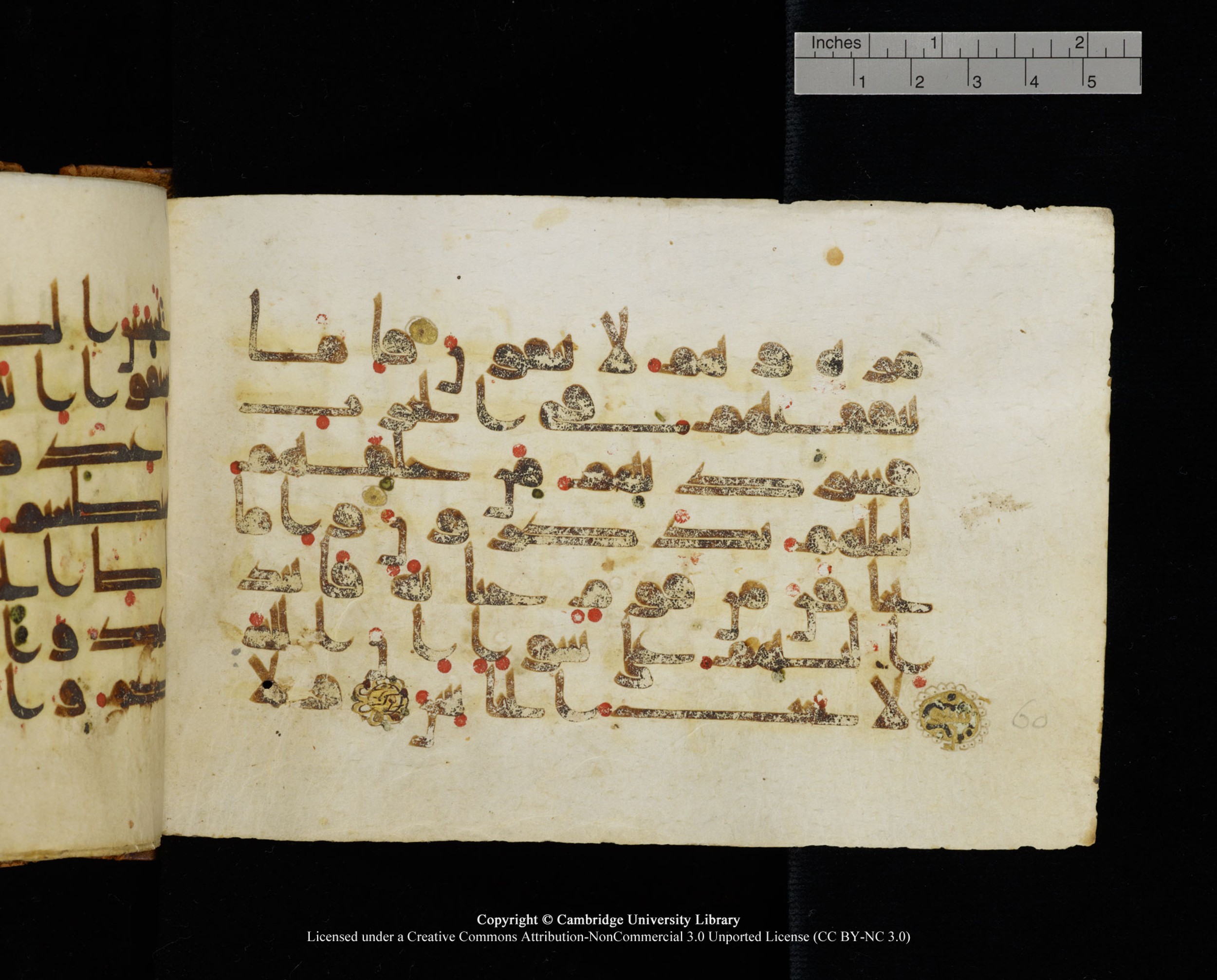 MS Add.1124 (Scan 1), in kūfī D I script, showing Surah 8:59 from 9th to 10th Century AD found in Sinai Peninsula, currently housed at Cambridge University Library, Cambridge