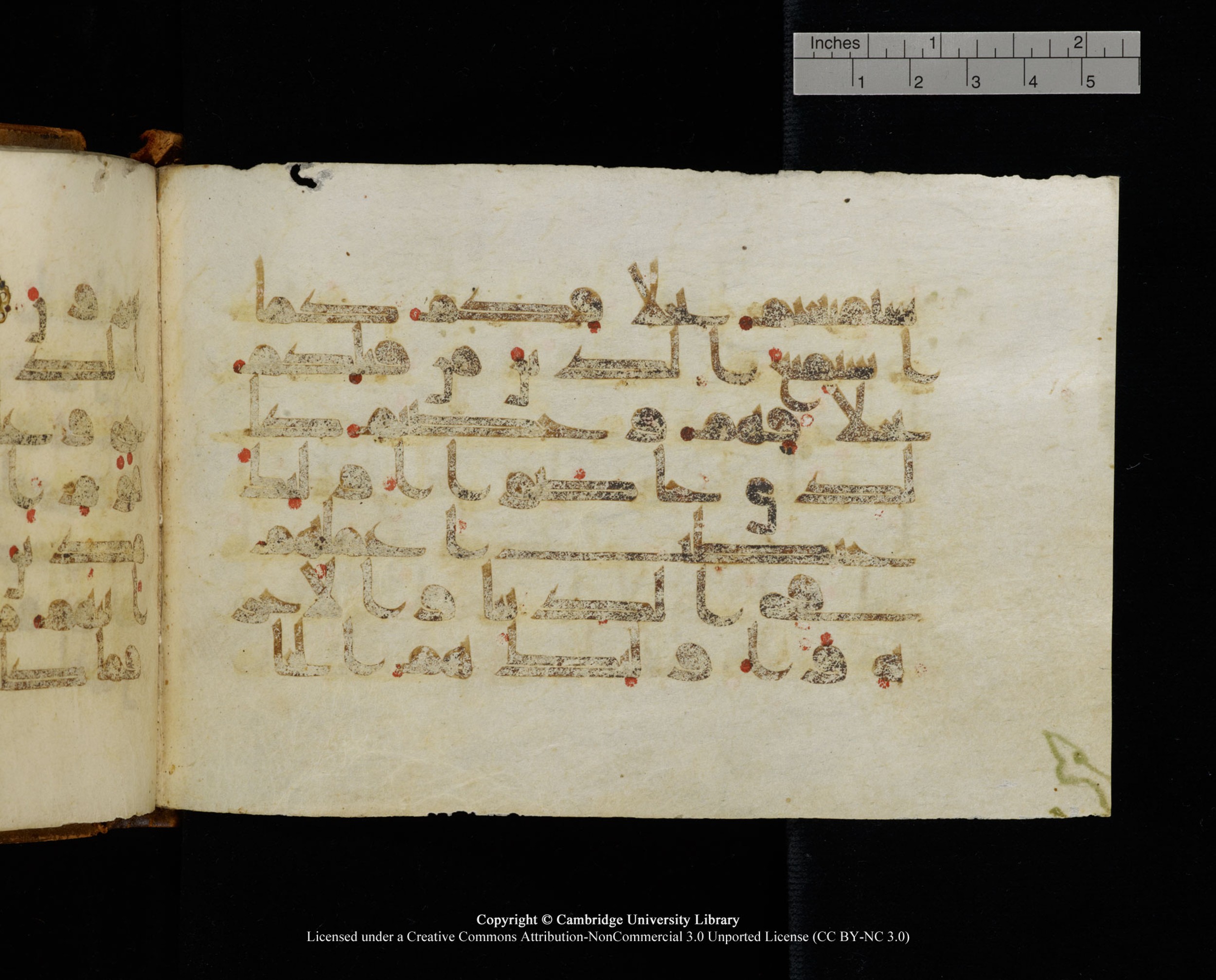 MS Add.1124 (Scan 2), in kūfī D I script, showing Surah 9:69 from 9th to 10th Century AD found in Sinai Peninsula, currently housed at Cambridge University Library, Cambridge
