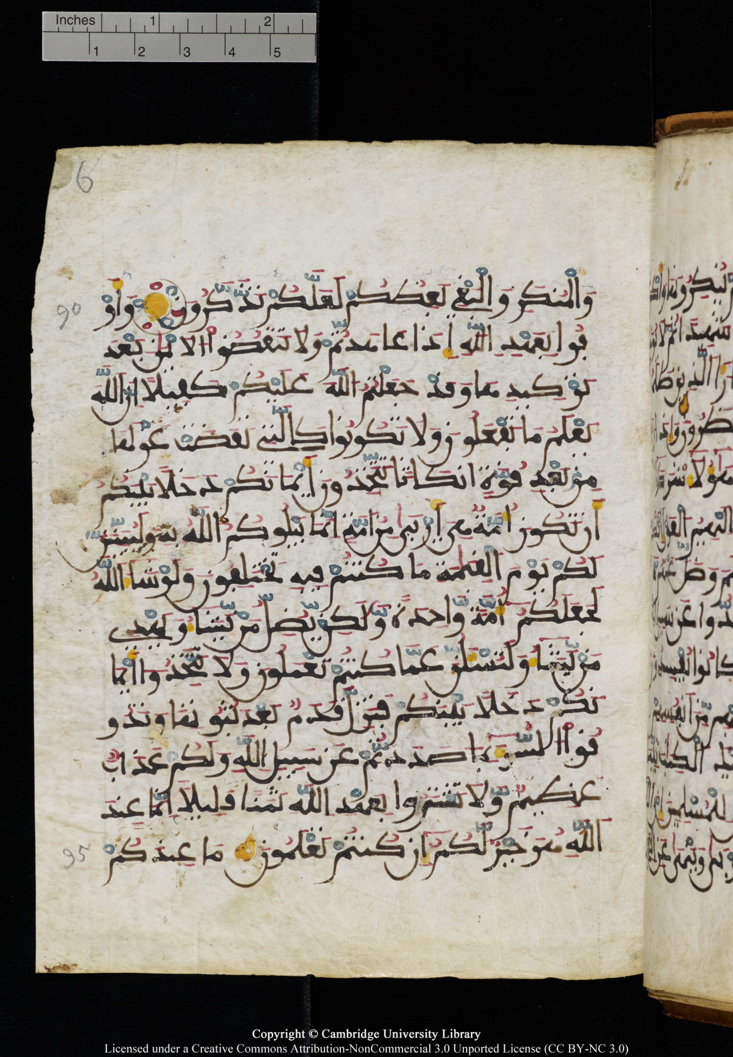 Cambridge University Library MS Add.1131, in Maġribī round script script, showing Surah 16:91 from Late 11th / 12th Century AD found in Sinai Peninsula (originating in al-Andalus), currently housed at Cambridge University Library, Cambridge