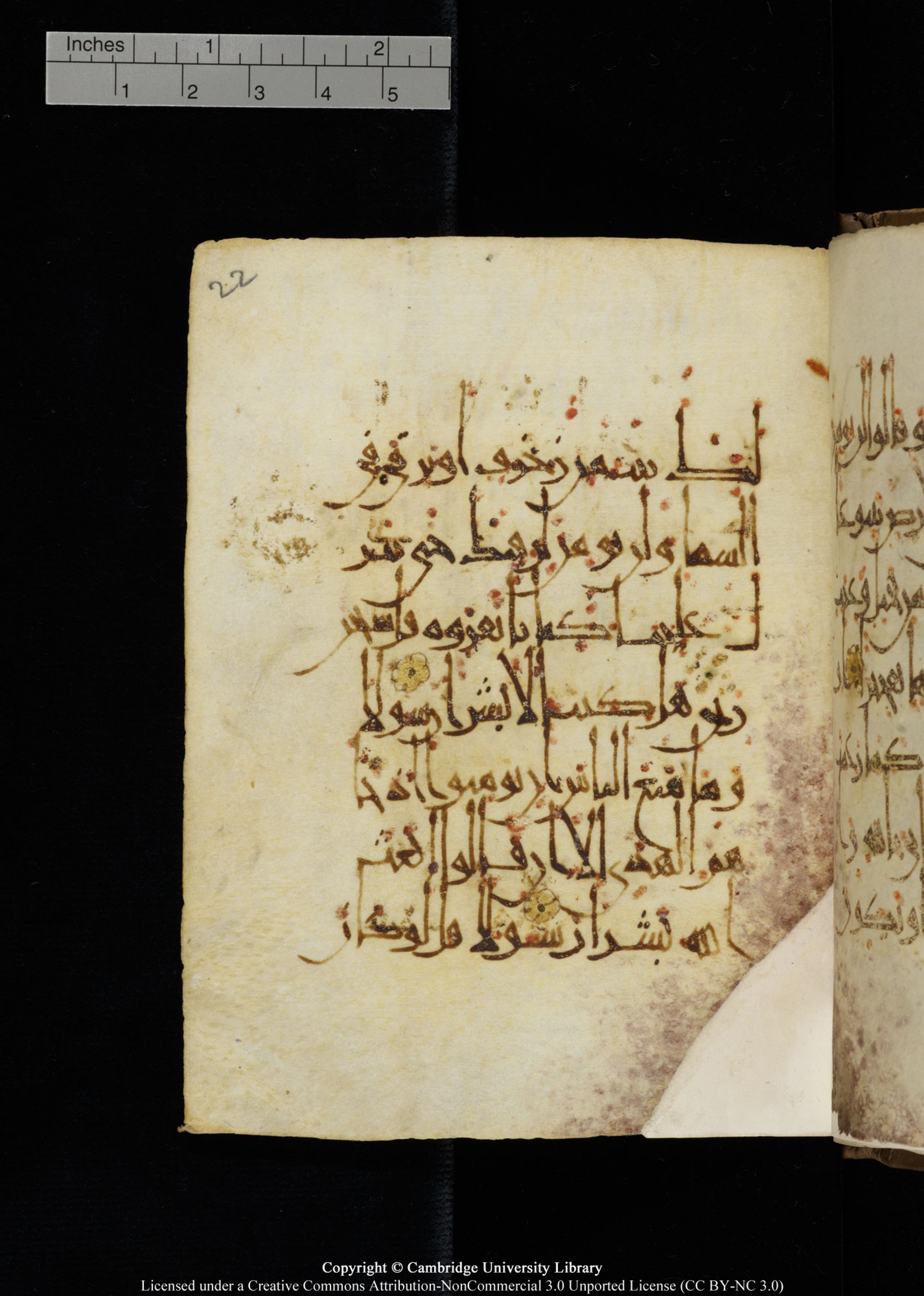 Cambridge, Cambridge University Library, MS Add.1134, in maġribī script, showing Surah 17:94 from 10th Century AD found in Sinai Peninsula, currently housed at Cambridge University Library, Cambridge