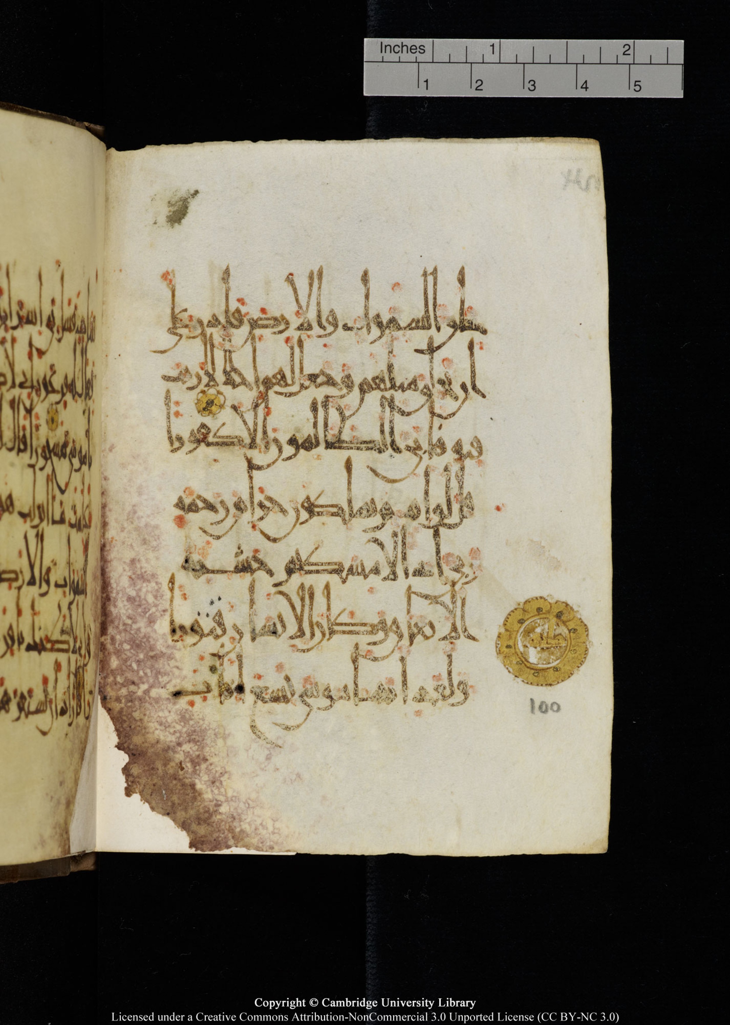 Cambridge, Cambridge University Library, MS Add.1134 (Scan 1), in maġribī script, showing Surah 17:101 from 10th Century AD found in Sinai Peninsula, currently housed at Cambridge University Library, Cambridge