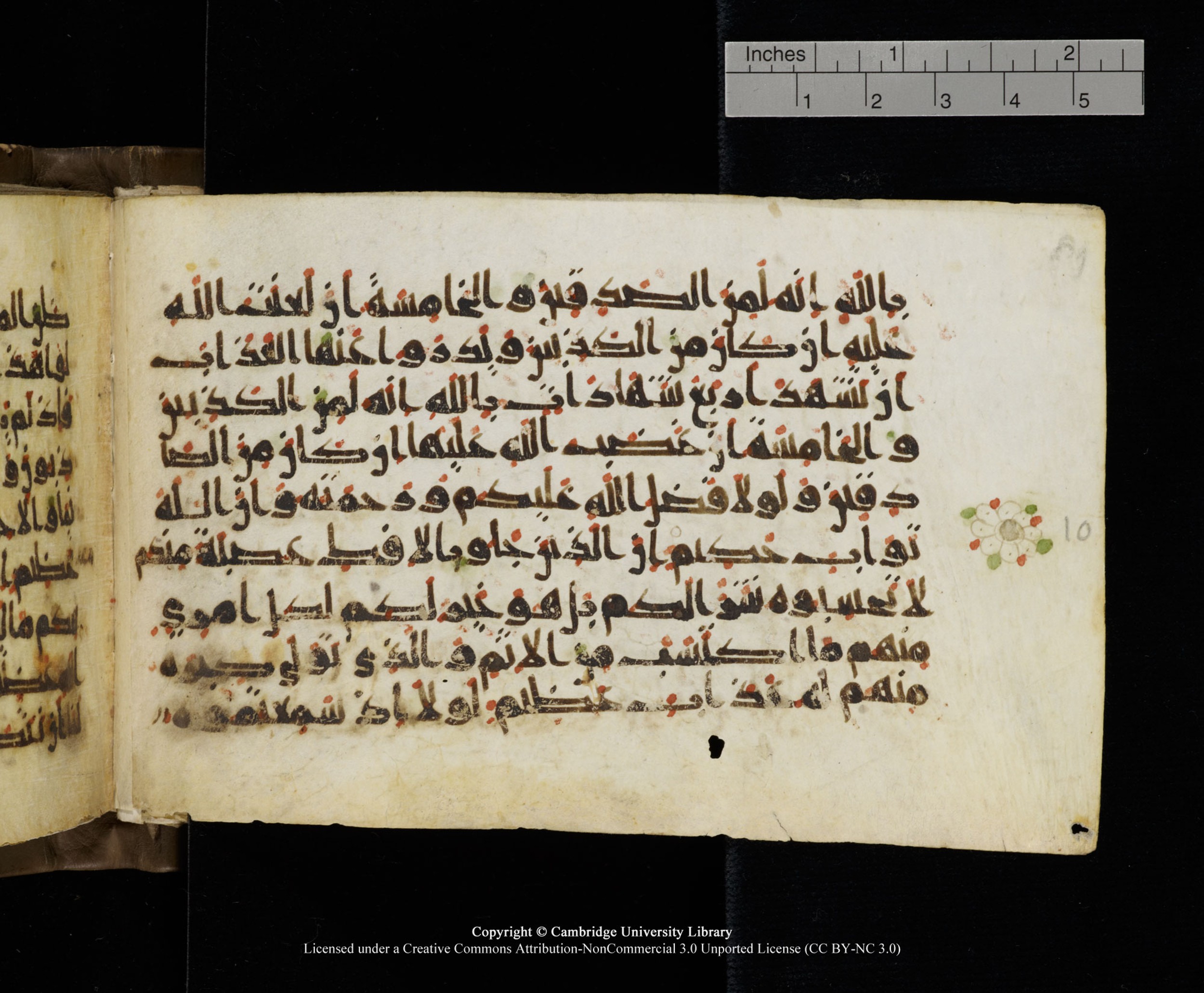 Cambridge MS Add.1137, in kūfī E script, showing Surah 24:7 from 9th or 10th Century AD found in Sinai Peninsula, Egypt, currently housed at Cambridge University Library, Cambridge