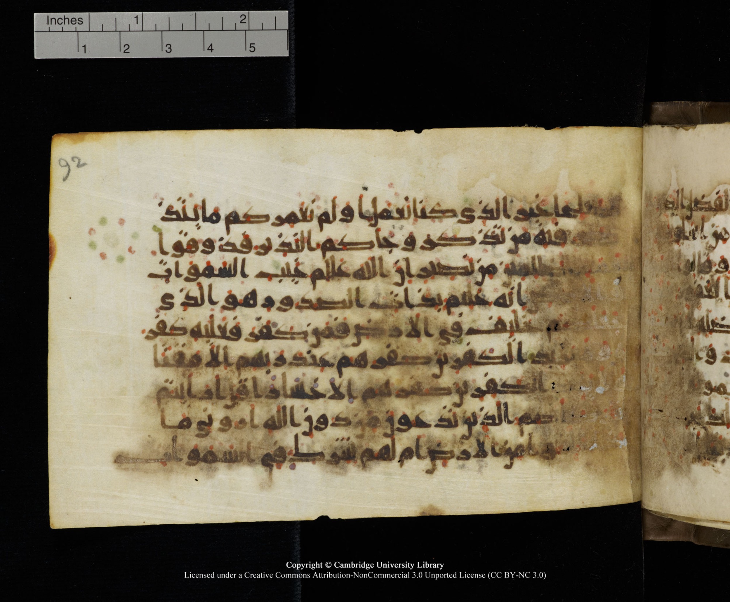 Cambridge MS Add.1137, in kūfī E script, showing Surah 35:39 from 9th or 10th Century AD found in Sinai Peninsula, Egypt, currently housed at Cambridge University Library, Cambridge