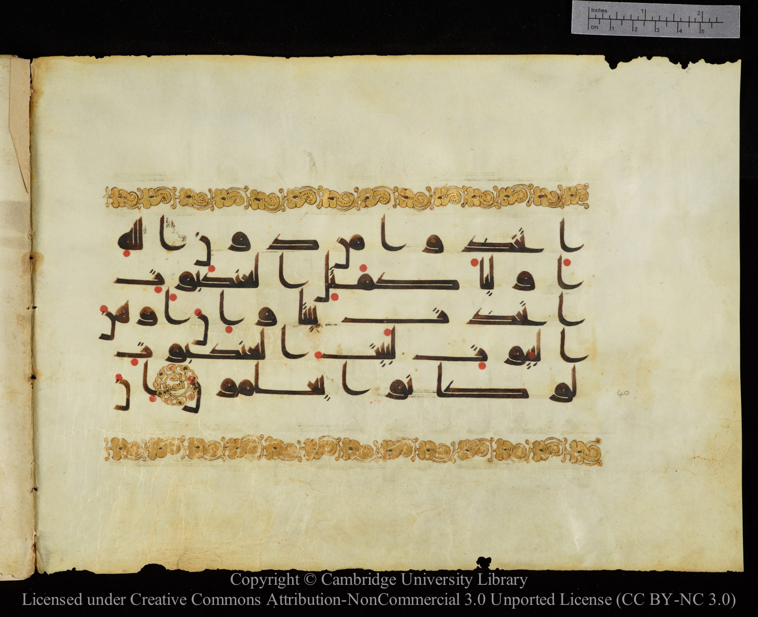 Cambridge, Cambridge University Library, MS Add.1143 (Scan 2), in kūfī D I script, showing Surah 29:41 from 9th or 10th Century AD found in Sinai Peninsula, Egypt, currently housed at Cambridge University Library, Cambridge
