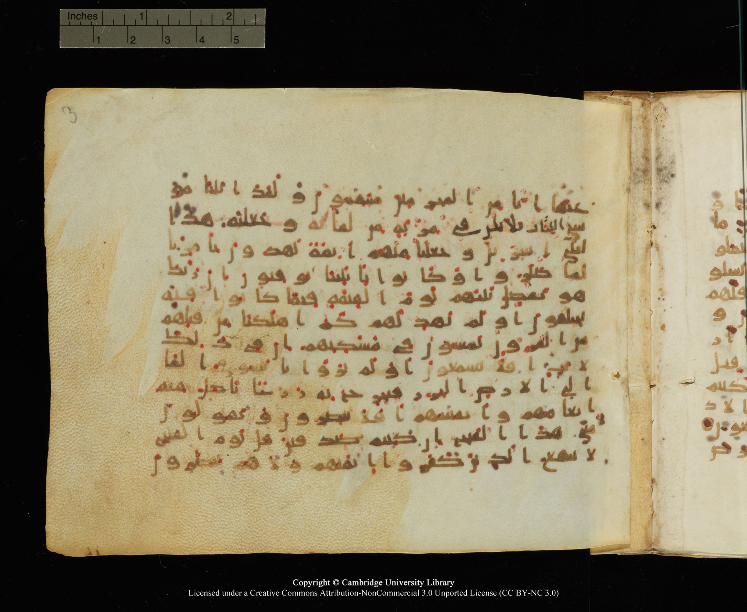 Cambridge University Library, MS Add.1145, in Kūfī B II script, showing Surah 32:28 from Late 9th or 10th Century AD found in Sinai Peninsula, currently housed at Cambridge University Library, Cambridge