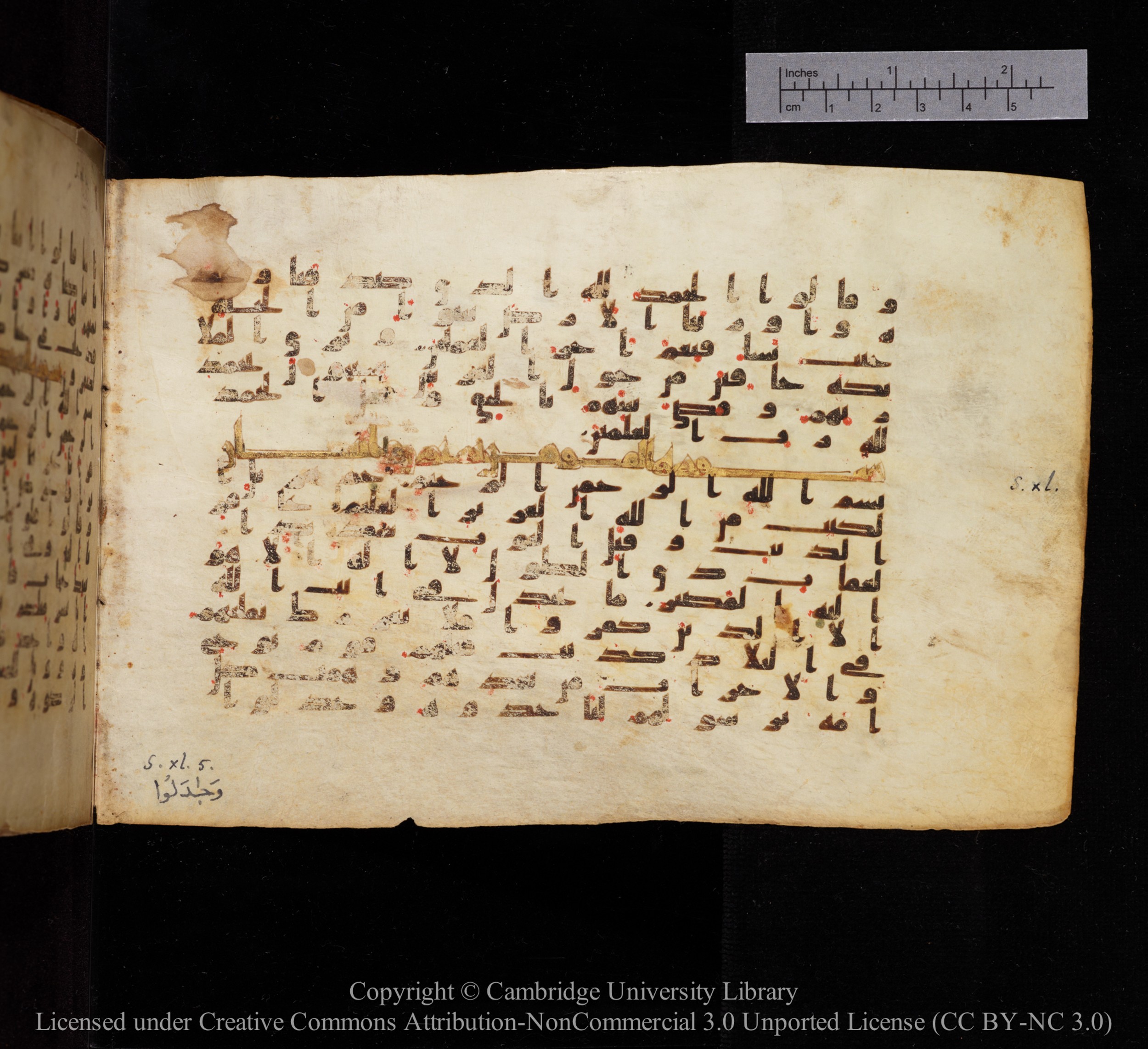 Cambridge, Cambridge University Library, MS Add.1148, in kūfī B II script, showing Surah 39:74 from 9th or 10th century AD found in Sinai Peninsula, currently housed at Cambridge University Library, Cambridge