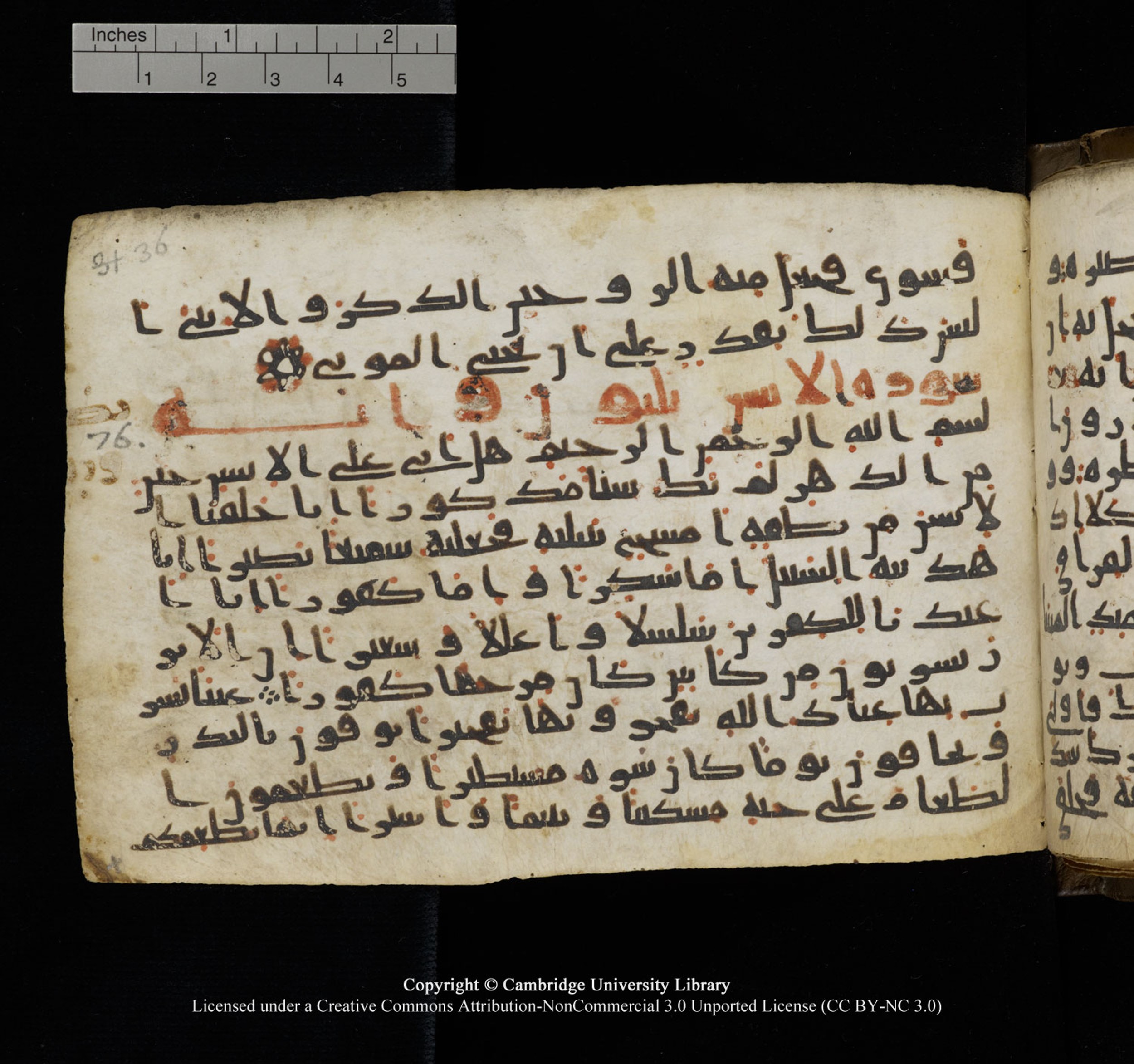 Cambridge University Library, MS Add.1150, in Unidentified script, showing Surah 75:39 from 9th or 10th Century AD found in Sinai Peninsula, currently housed at Cambridge University Library, Cambridge, UK