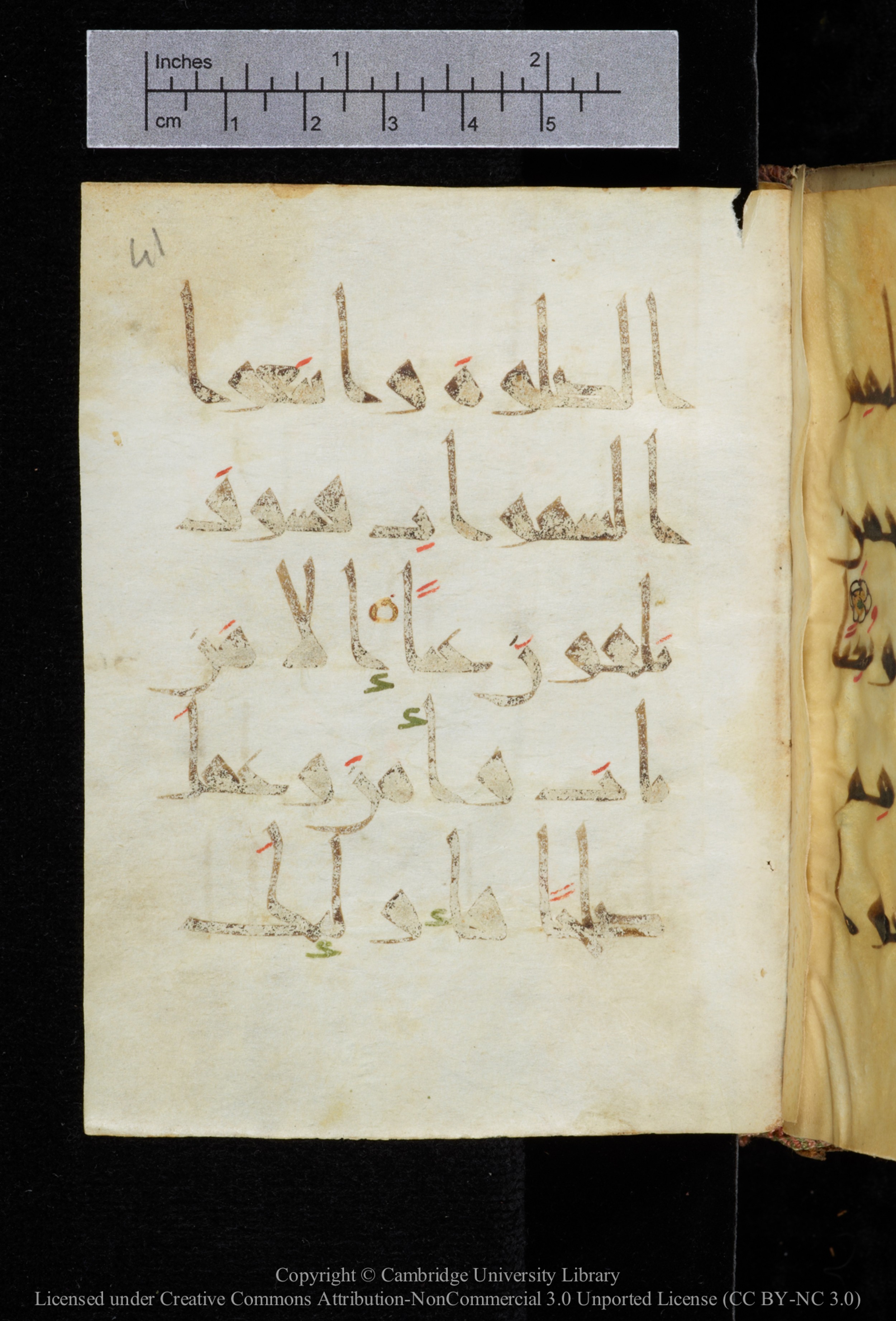 Cambridge, Cambridge University Library, MS Add.2964 (Scan 2), in New Style I script, showing Surah 19:59 from 10th to 11th Century AD found in Unknown, currently housed at Cambridge University Library, Cambridge