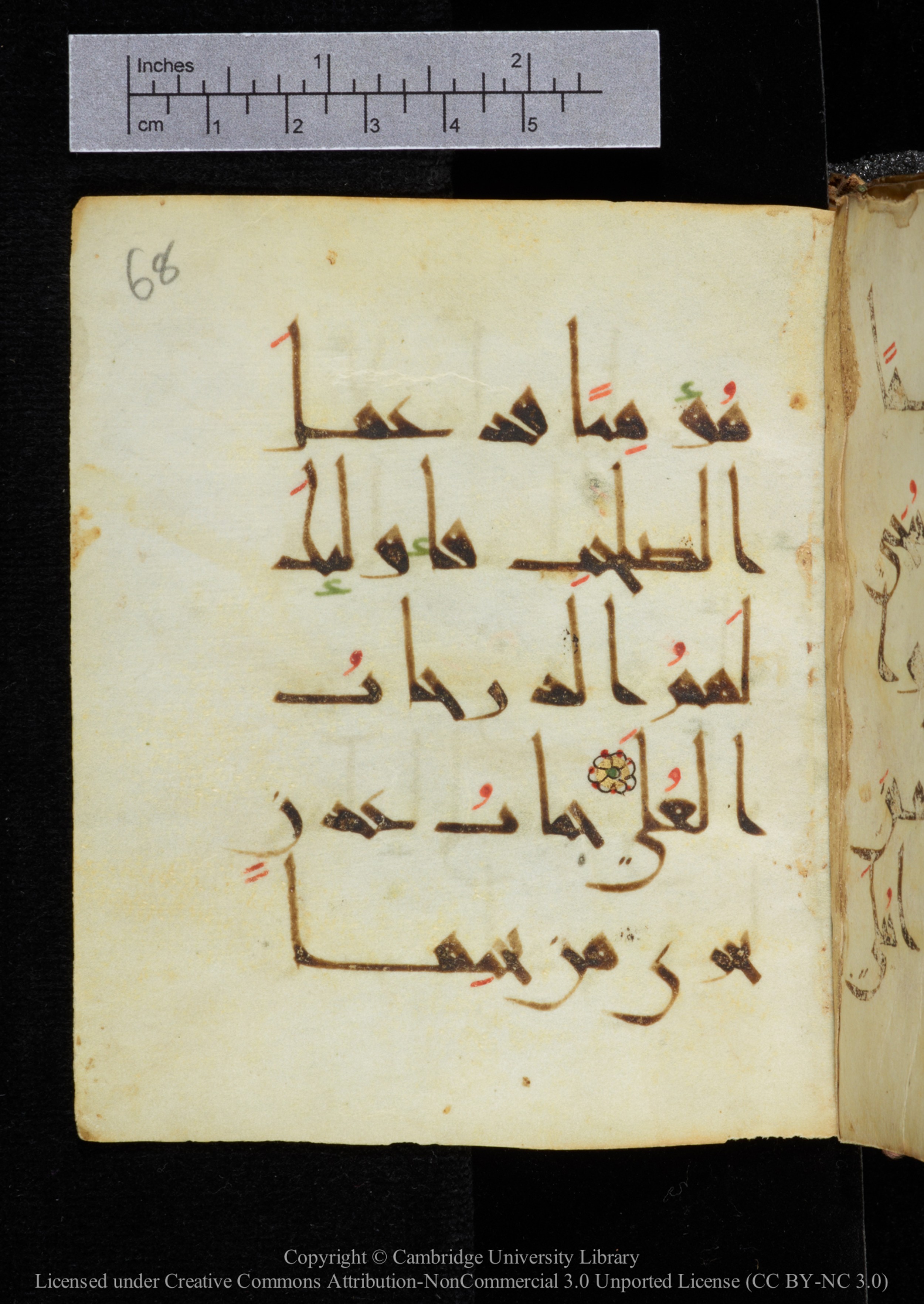 Cambridge, Cambridge University Library, MS Add.2964 (Scan 2), in New Style I script, showing Surah 20:75 from 10th to 11th Century AD found in Unknown, currently housed at Cambridge University Library, Cambridge