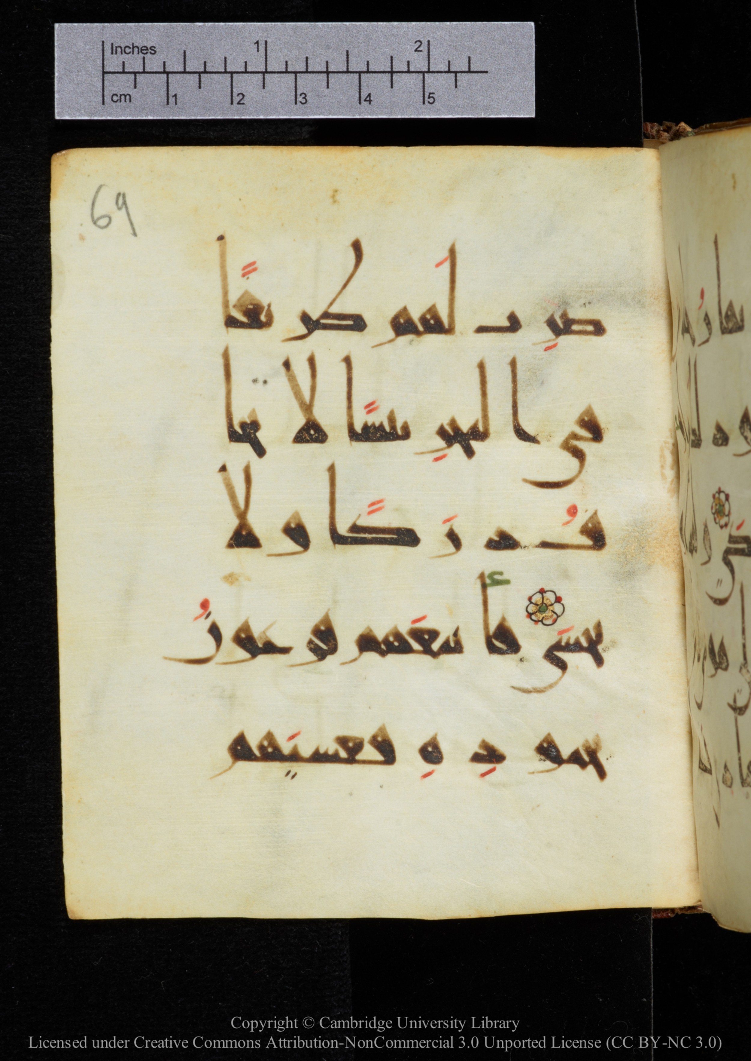 Cambridge, Cambridge University Library, MS Add.2964 (Scan 1), in New Style I script, showing Surah 20:78 from 10th to 11th Century AD found in Unknown, currently housed at Cambridge University Library, Cambridge
