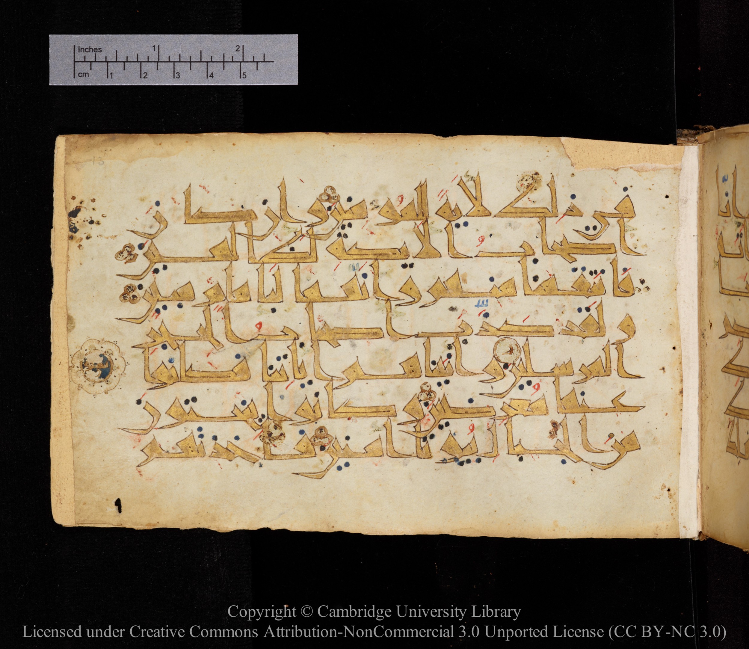 Cambridge MS Or.476 (Scan 1), in New Style I script, showing Surah 15:83 from 10th to 11th Century AD found in Unknown, currently housed at Cambridge University Library, Cambridge