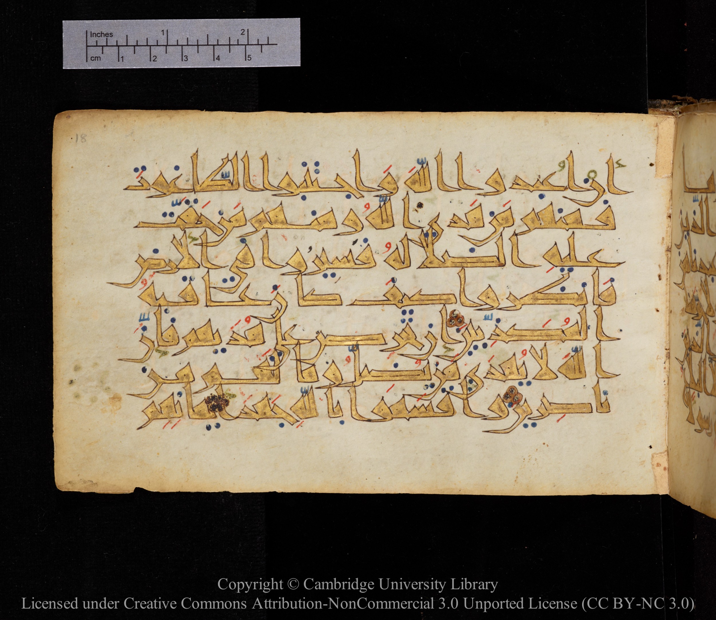 Cambridge MS Or.476 (Scan 2), in New Style I script, showing Surah 16:36 from 10th to 11th Century AD found in Unknown, currently housed at Cambridge University Library, Cambridge
