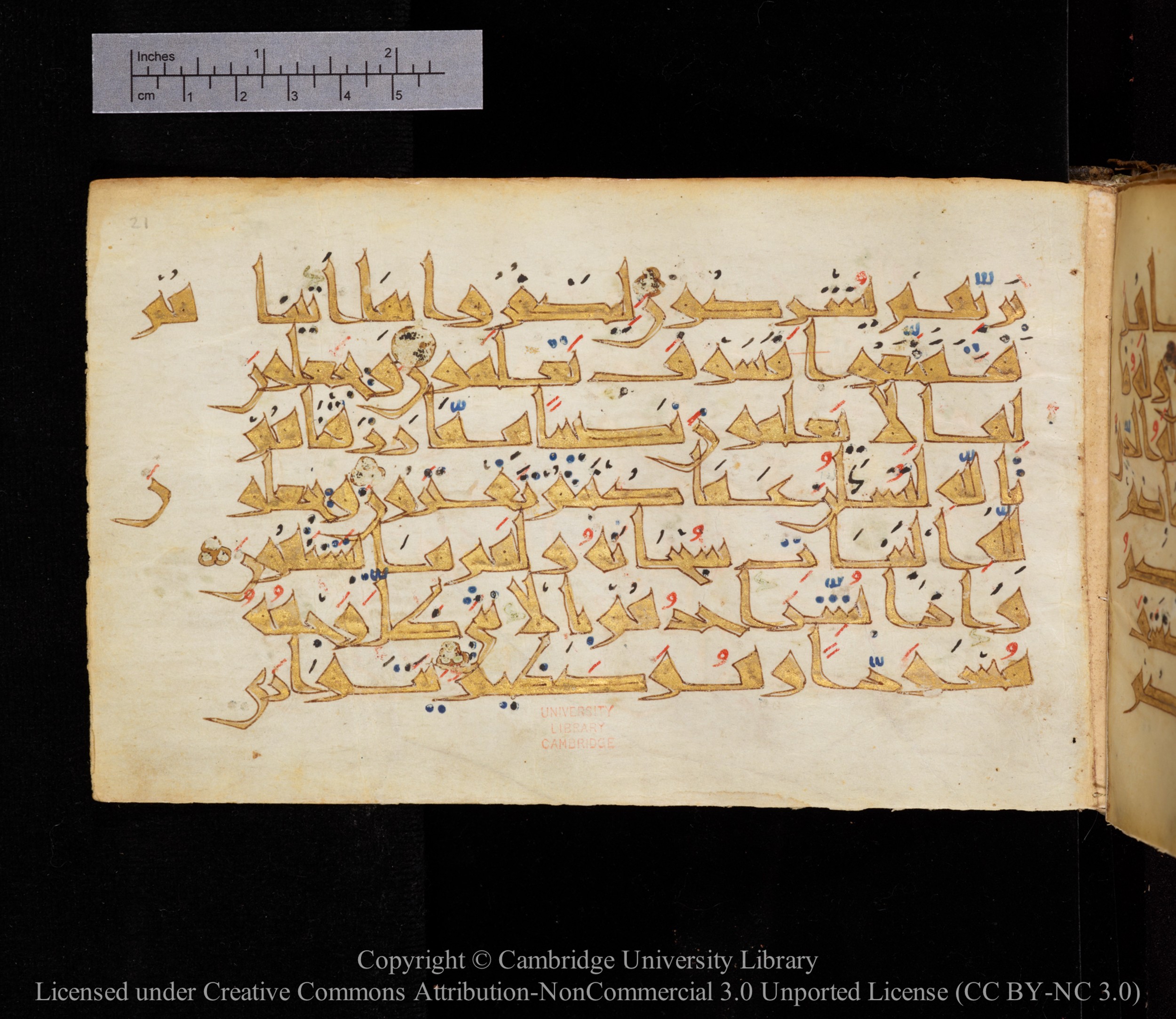 Cambridge MS Or.476, in New Style I script, showing Surah 16:55 from 10th to 11th Century AD found in Unknown, currently housed at Cambridge University Library, Cambridge
