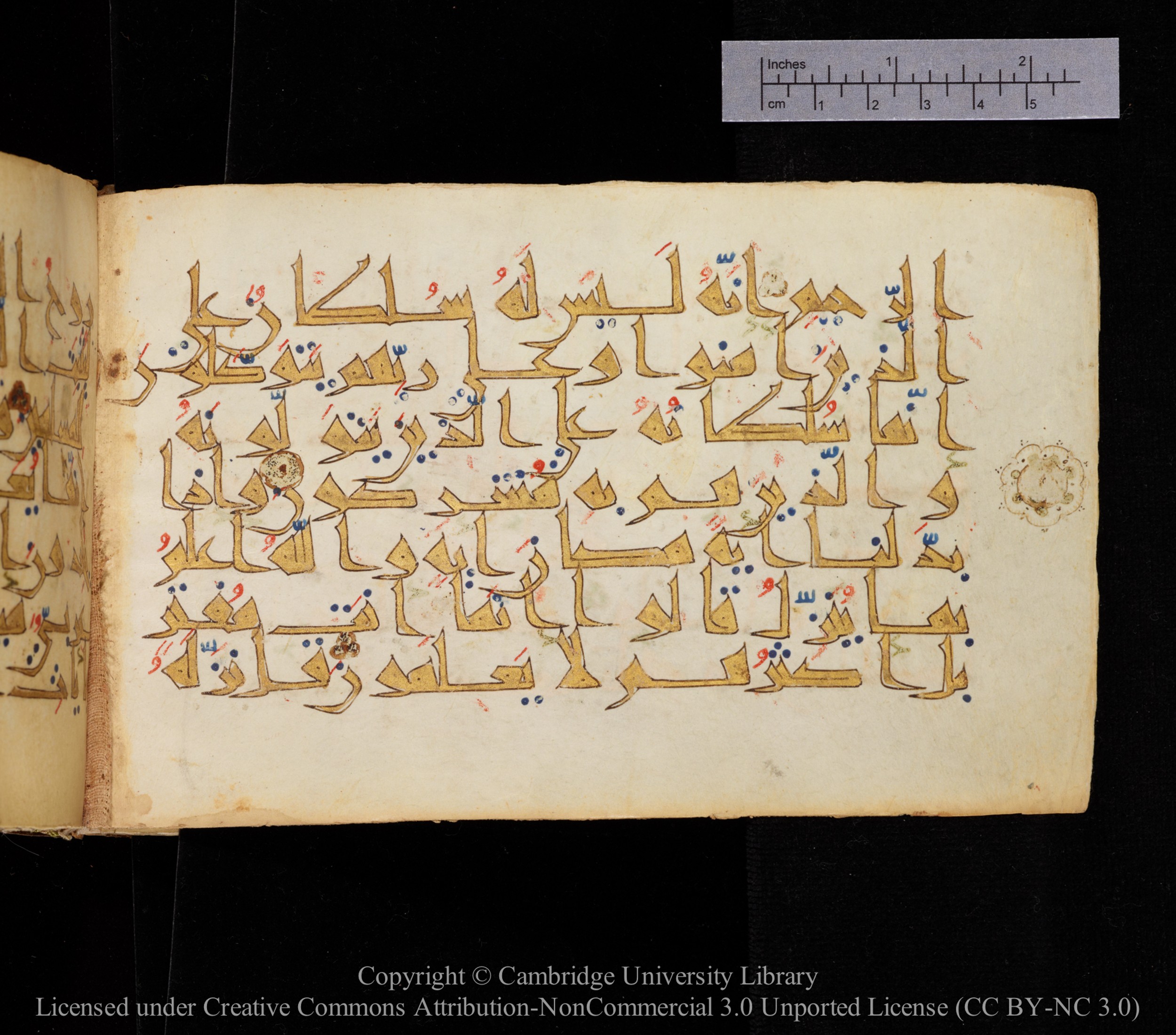 Cambridge MS Or.476 (Scan 1), in New Style I script, showing Surah 16:102 from 10th to 11th Century AD found in Unknown, currently housed at Cambridge University Library, Cambridge
