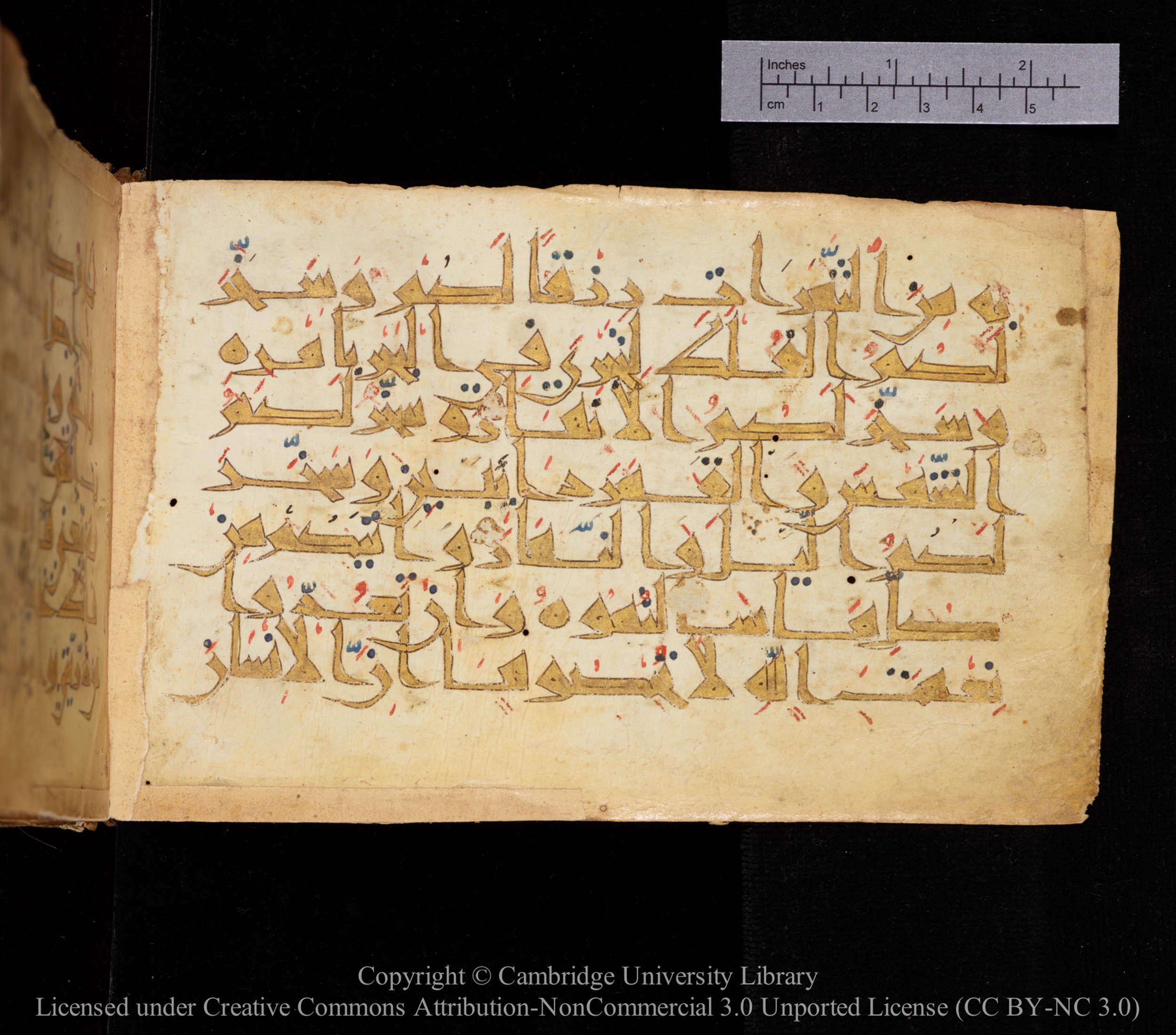 Cambridge MS Or.476 (Scan 2), in New Style I script, showing Surah 14:32 from 10th to 11th Century AD found in Unknown, currently housed at Cambridge University Library, Cambridge